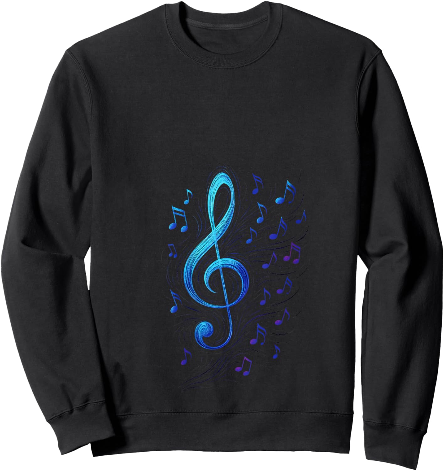 Treble Clef - Heart Music Note Love Art V-Neck Sweatshirt - Sweatshirt | Black