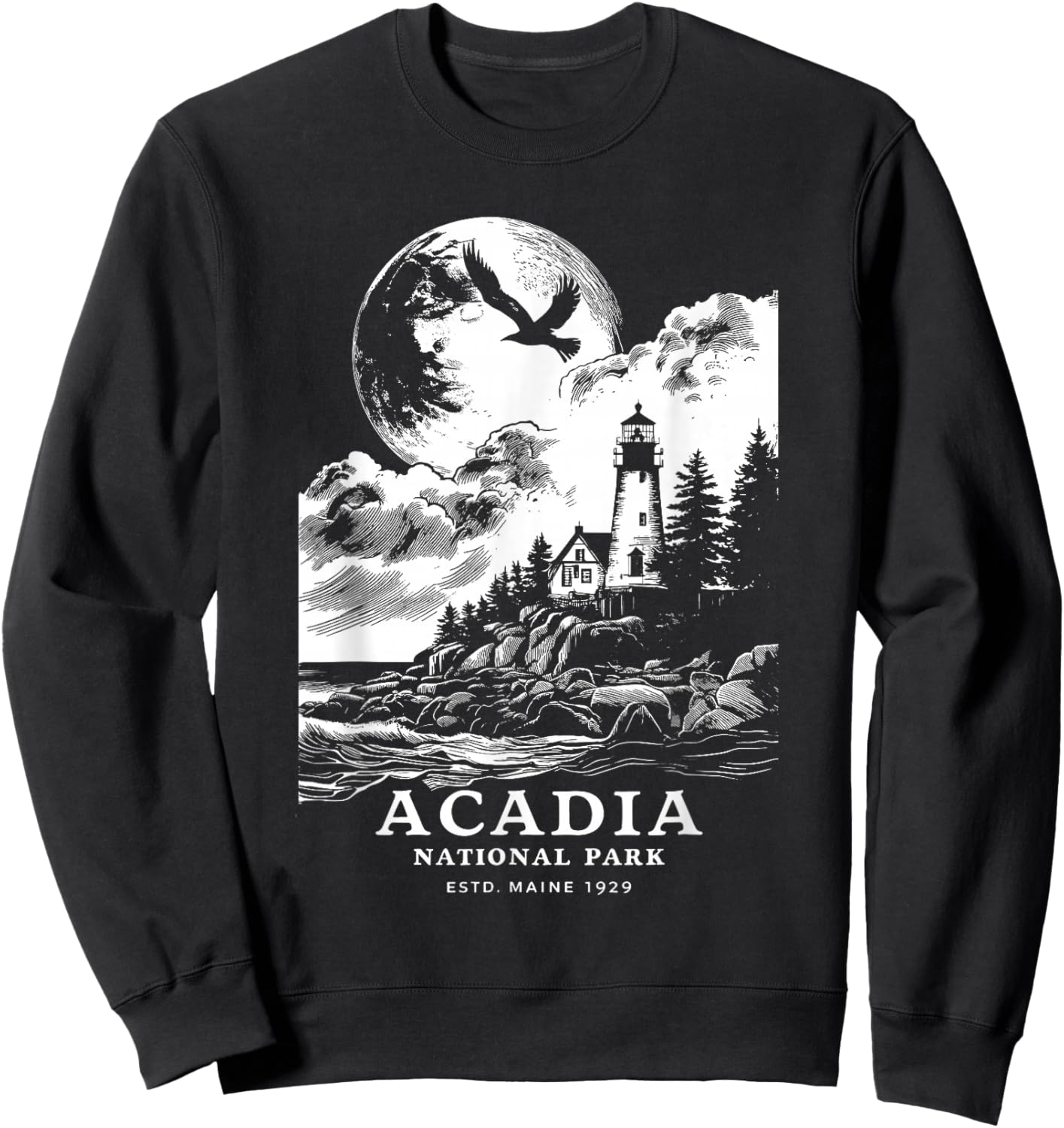 Acadia National Park Maine Vacation Souvenir Outdoors Sweatshirt - Sweatshirt | Black