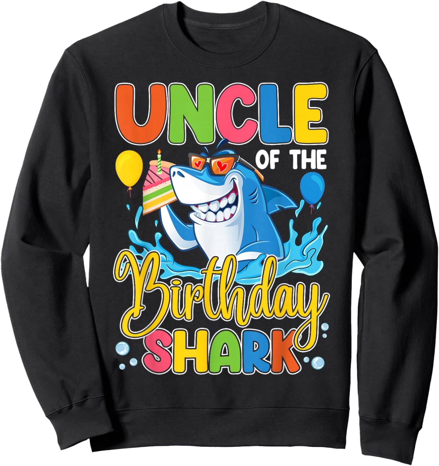 Funny Uncle Of The Shark Birthday Animal Lover Boys Girls Sweatshirt - Sweatshirt | Black