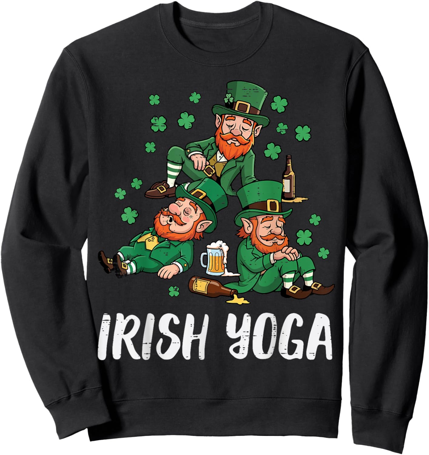 St. Patricks Day Irish Yoga Kobold Saint Paddys Herren Damen Sweatshirt - Sweatshirt | Black