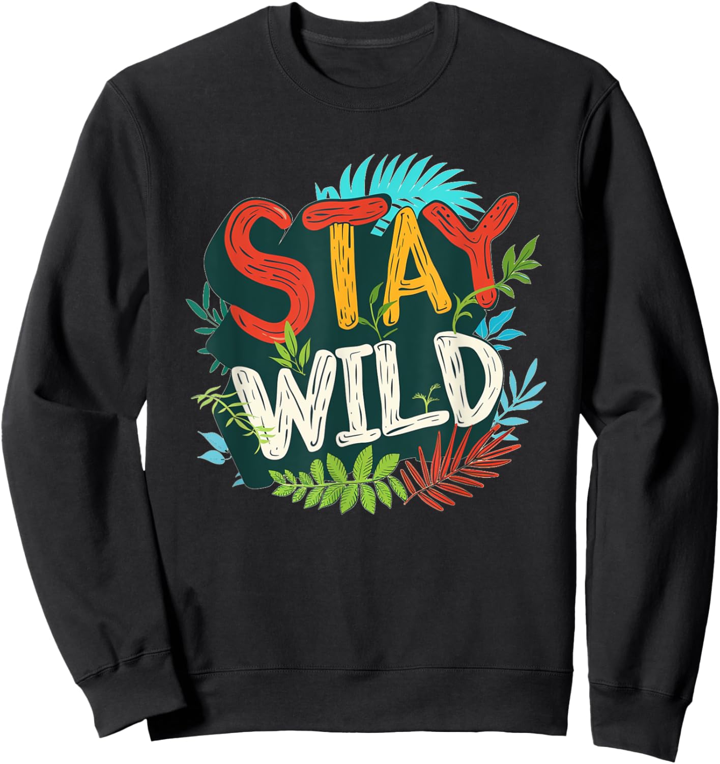 Multicolor Stay Wild Emblem Sweatshirt - Sweatshirt | Black