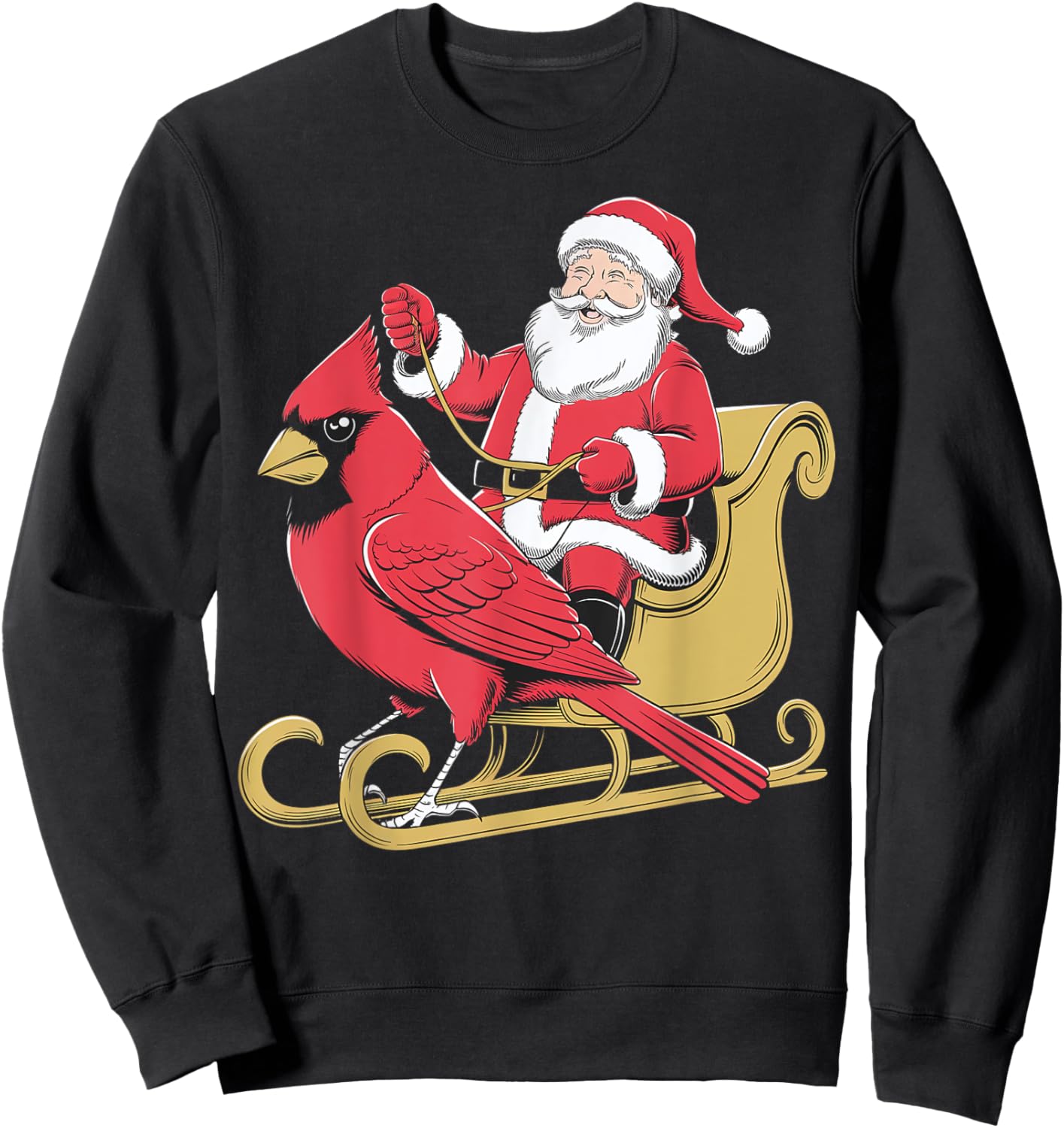 Santa Riding Giant Cardinal Bird for Christmas Lovers Sweatshirt - Sweatshirt | Black