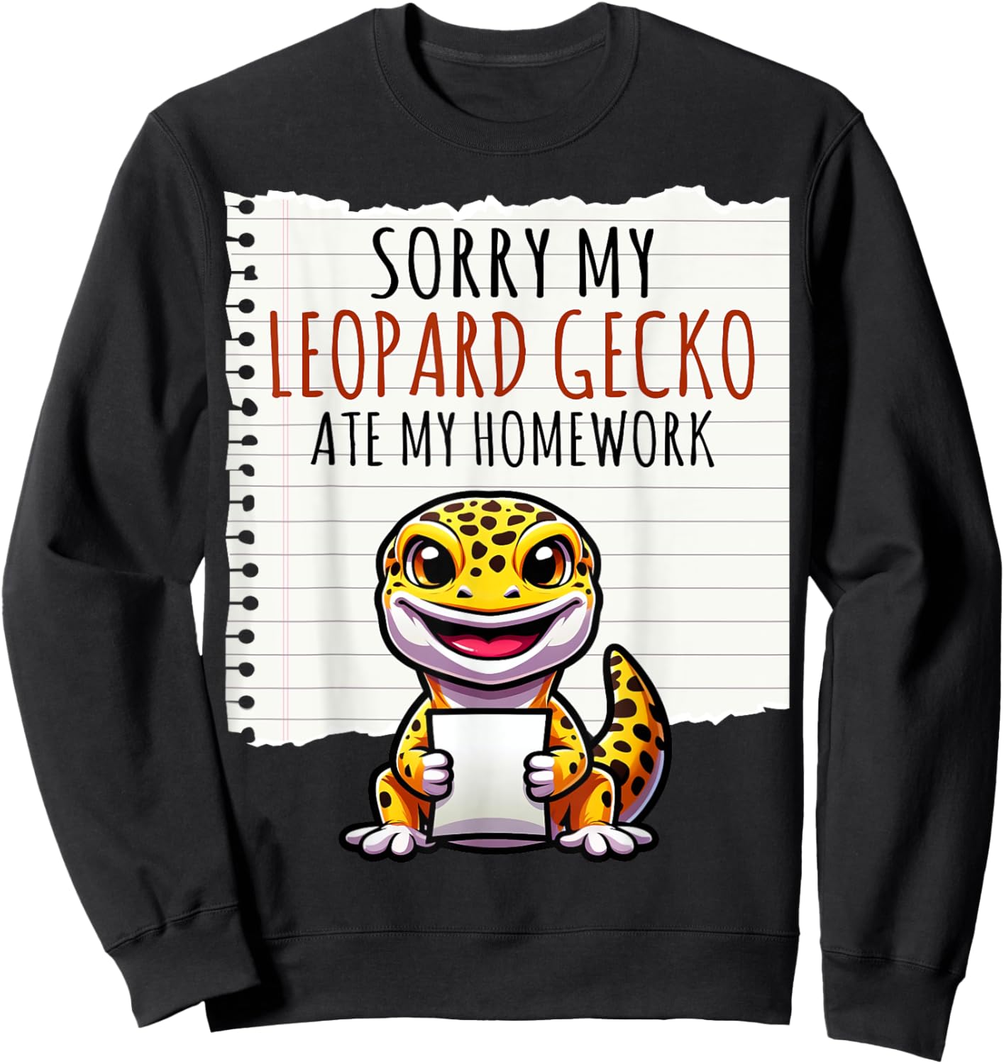 Sorry My Leopard Gecko Ate My Homework Cute Gecko Lover Kids Sweatshirt - Sweatshirt | Black