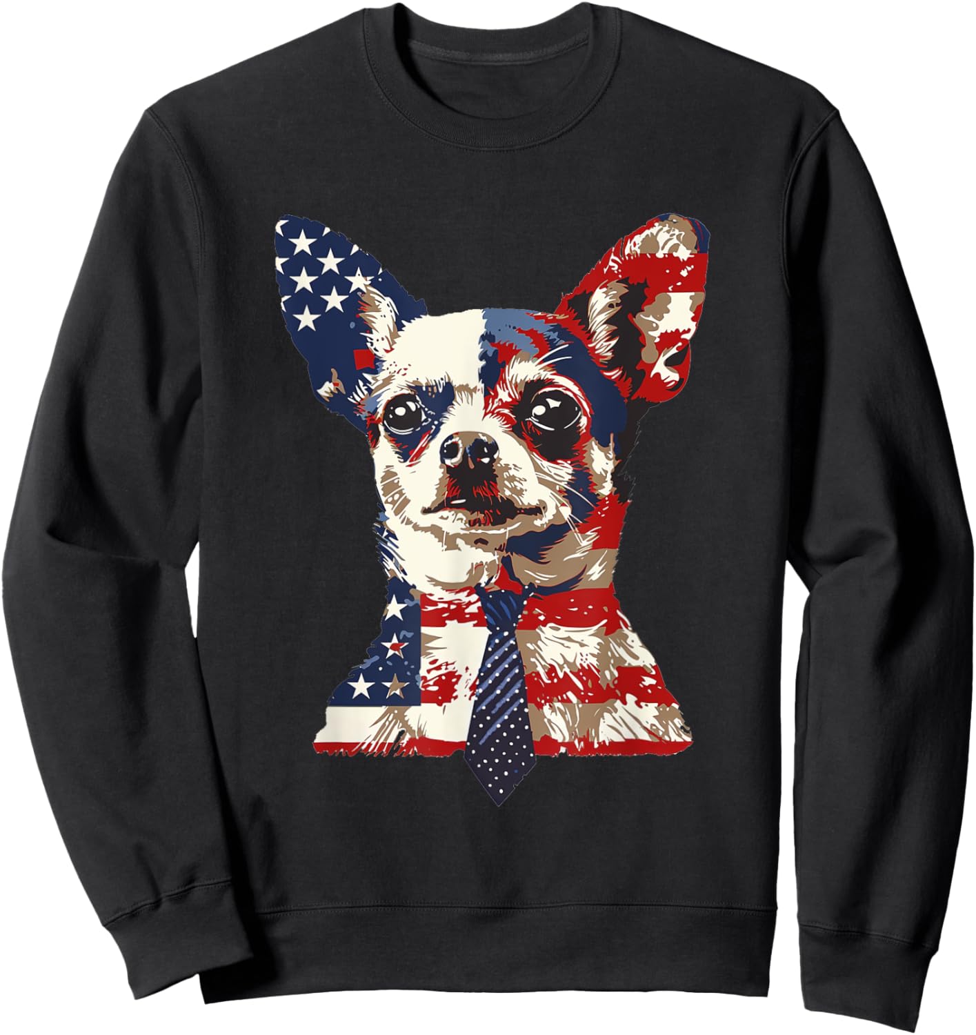 Chihuahua USA Patriotic American Flag 4th of July US Sweatshirt - Sweatshirt | Black
