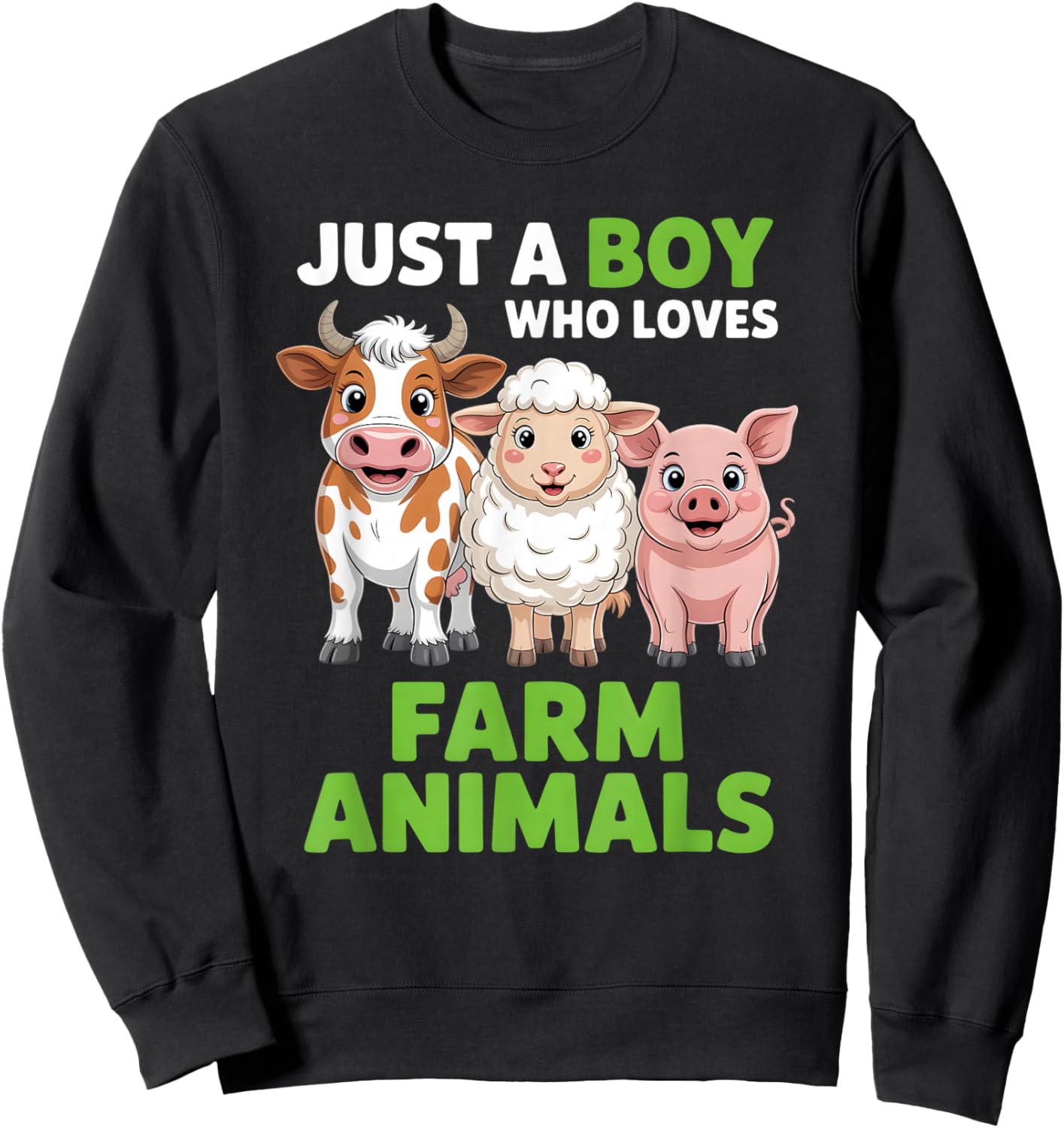 Boys Farm Animal Sweatshirt - Sweatshirt | Black