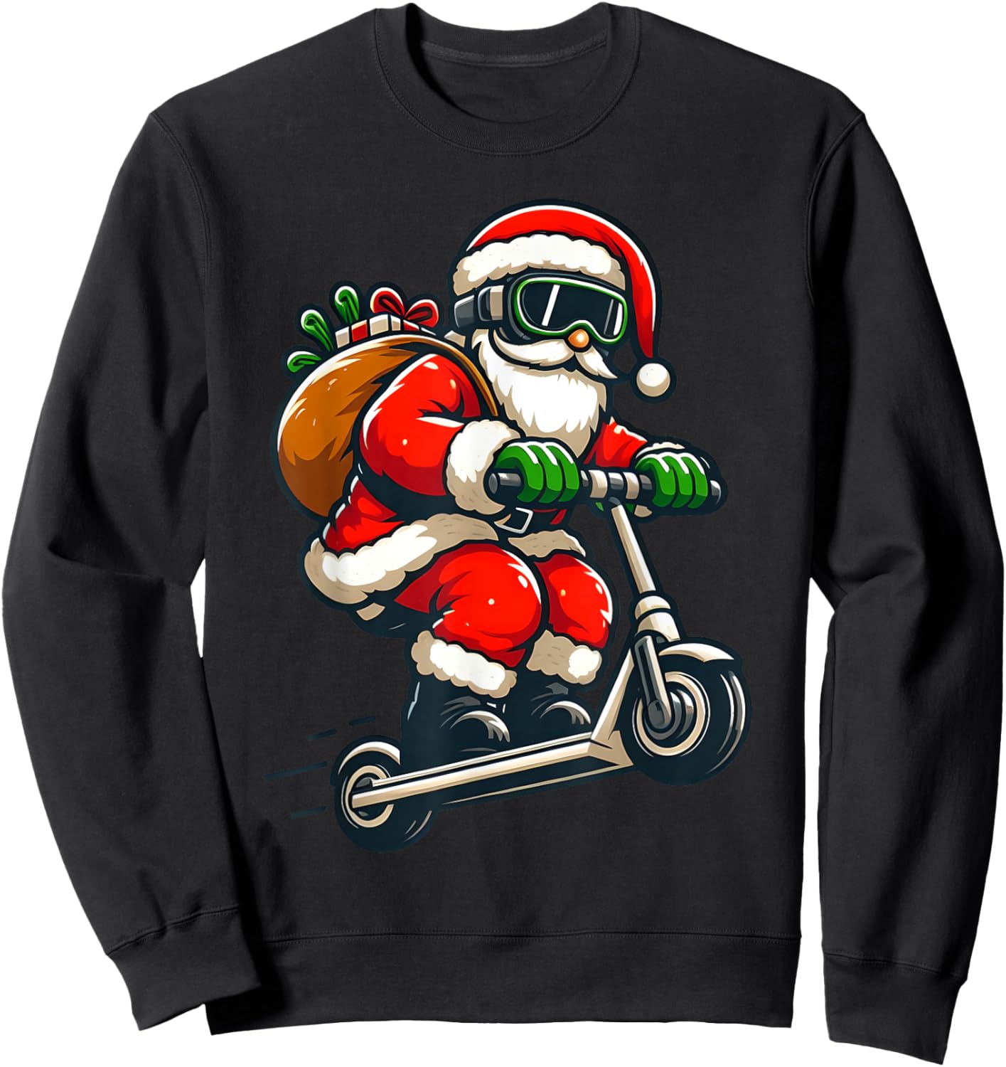 Santa Riding Scooter Christmas Pajama for Toddlers Kids Boys Sweatshirt - Sweatshirt | Black