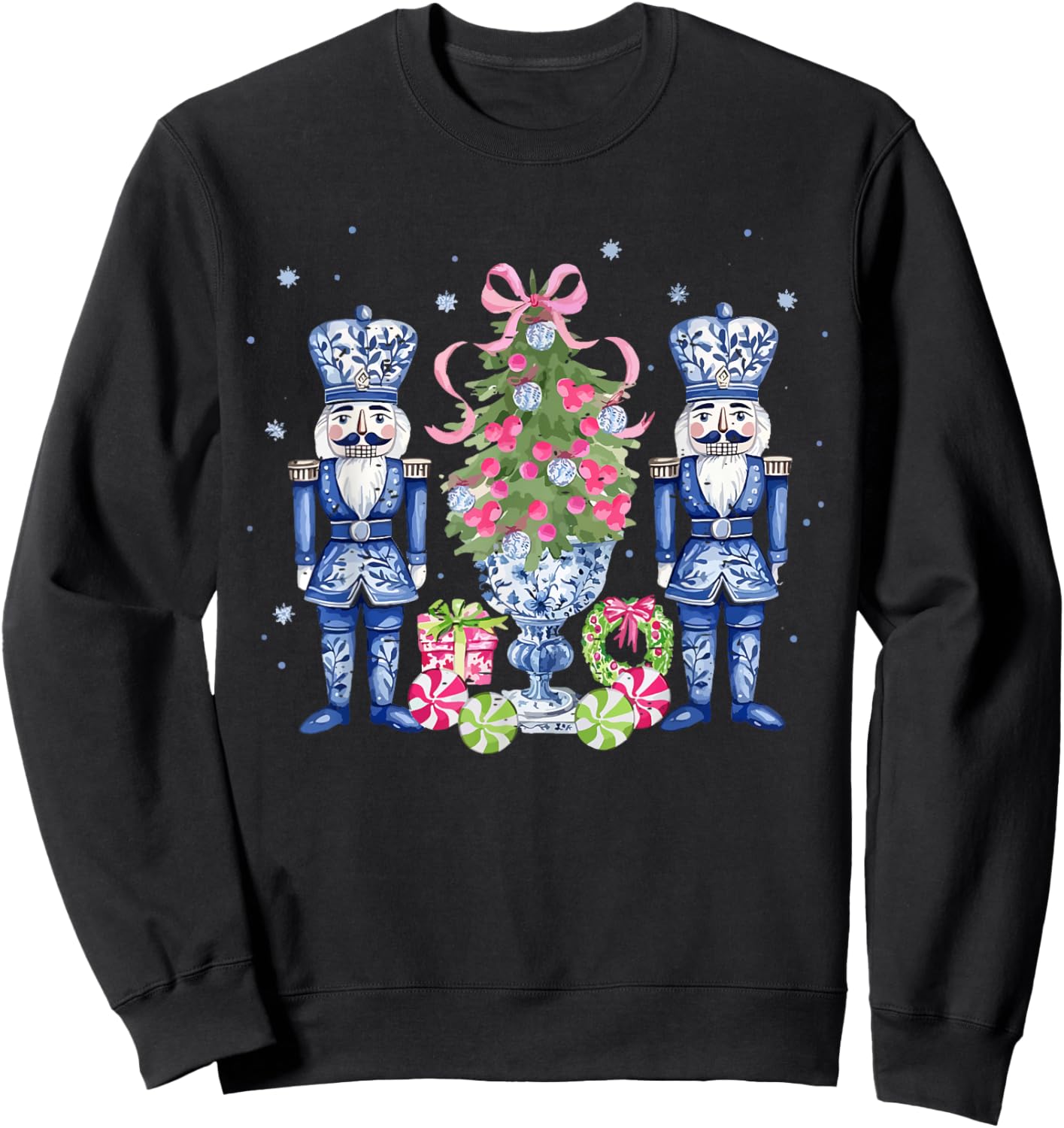 Funny Chinoiserie Nutcracker Christmas Holiday Cute Xmas Sweatshirt - Sweatshirt | Black