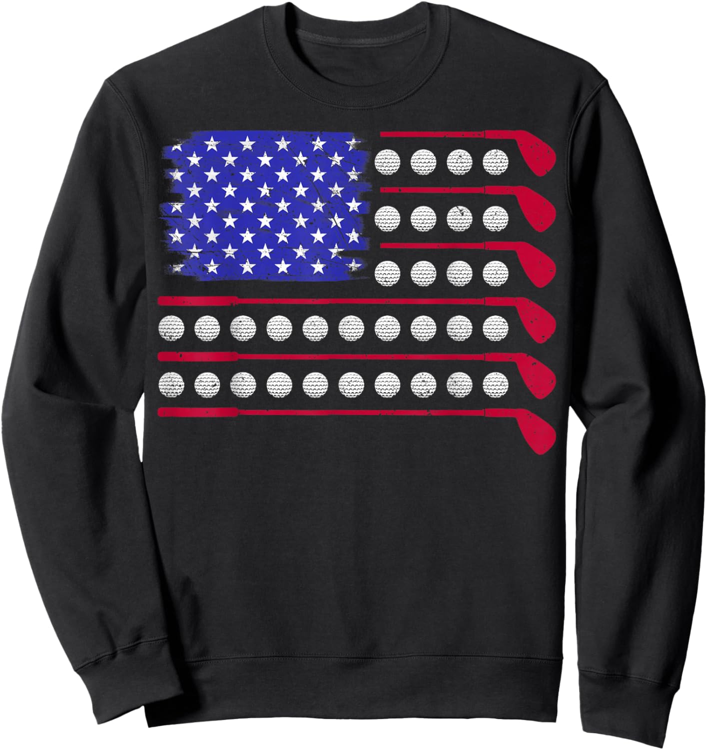 Golf American Flag 4th of July Patriotic Golfer Golf Coach Sweatshirt - Sweatshirt | Black