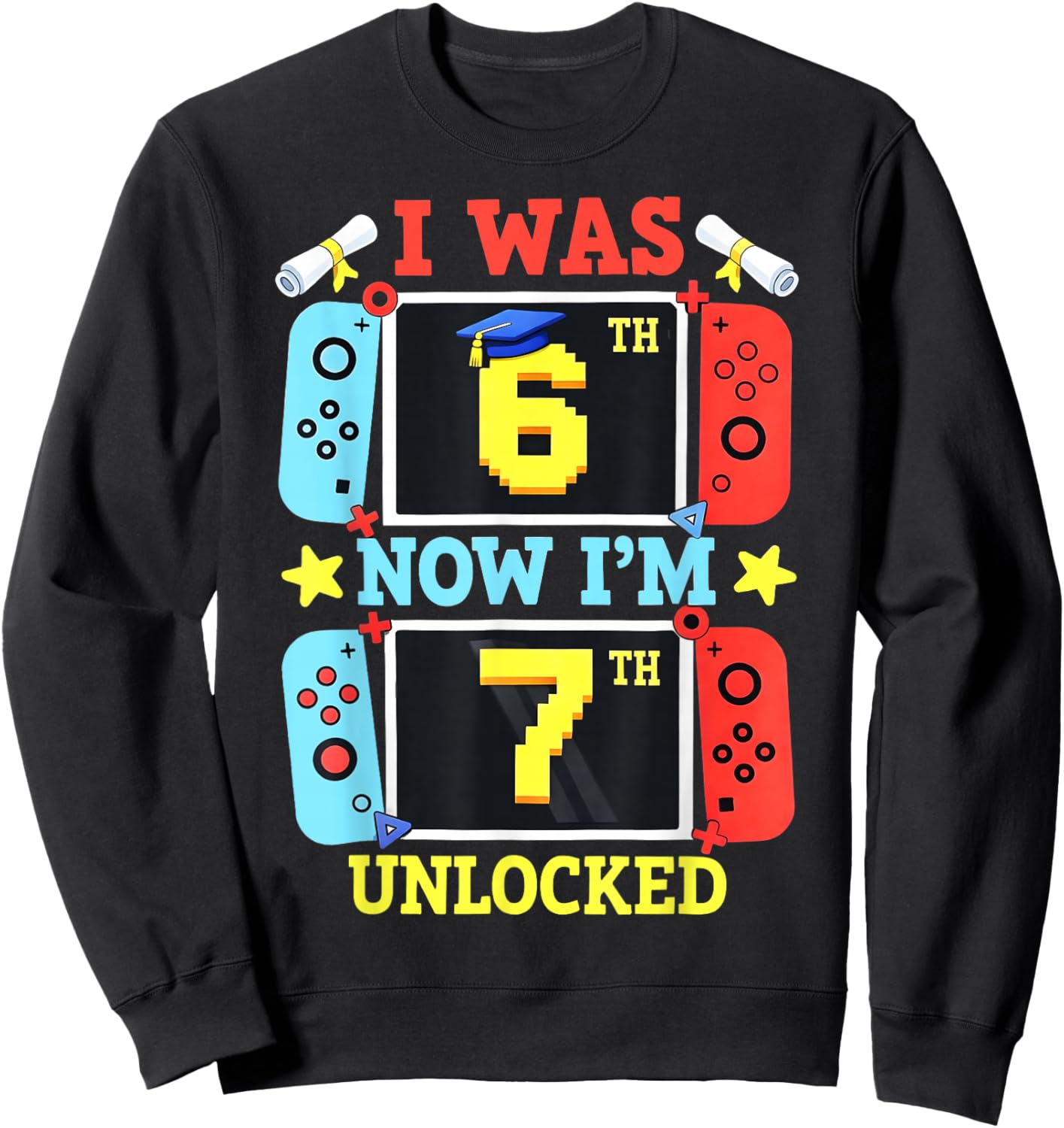 I was 6 Now I'm 7 Gamer Birthday Boy Gifts for Boys Kids Sweatshirt - Sweatshirt | Black