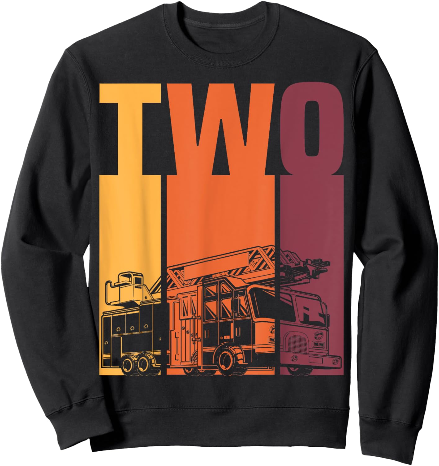2 Year Old Firefighter Kids Fire Truck 2nd Birthday Boy Sweatshirt - Sweatshirt | Black