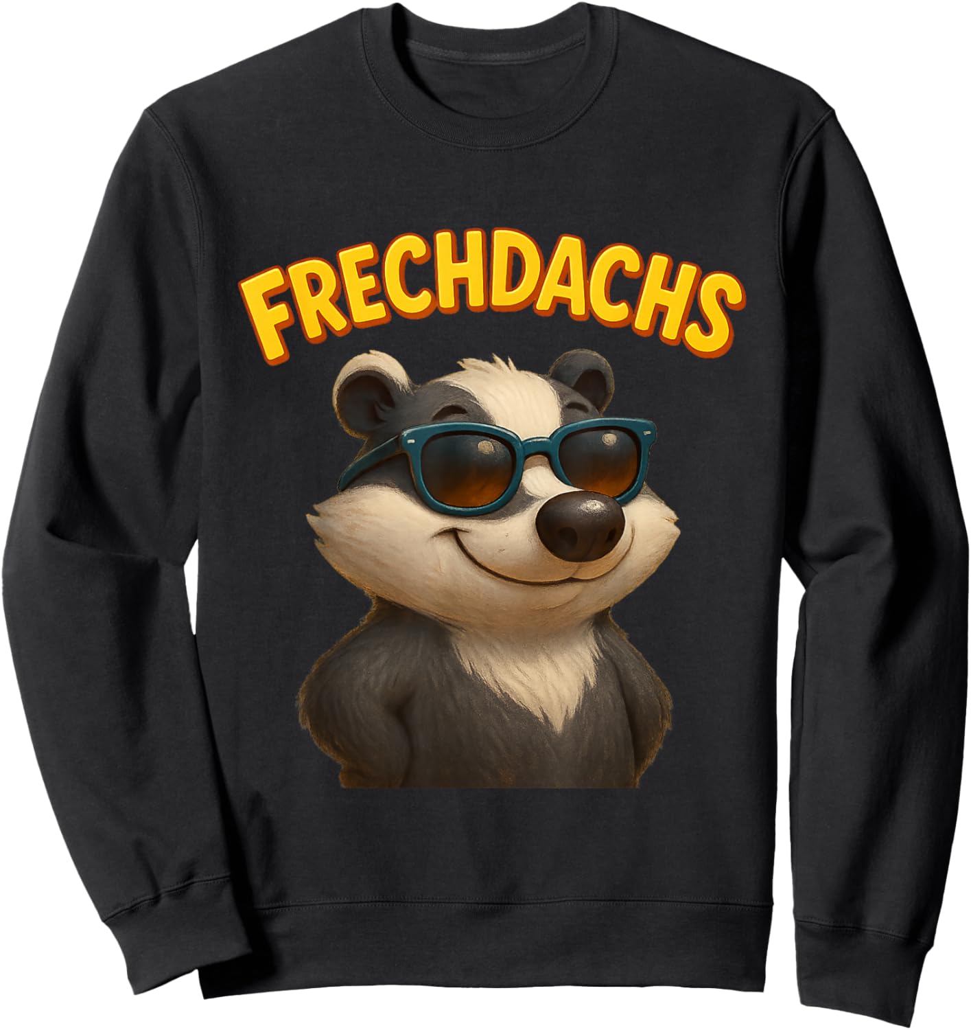 Naughty Badger Cartoon Badger with Sunglasses Cheeky Funny Sweatshirt - Sweatshirt | Black