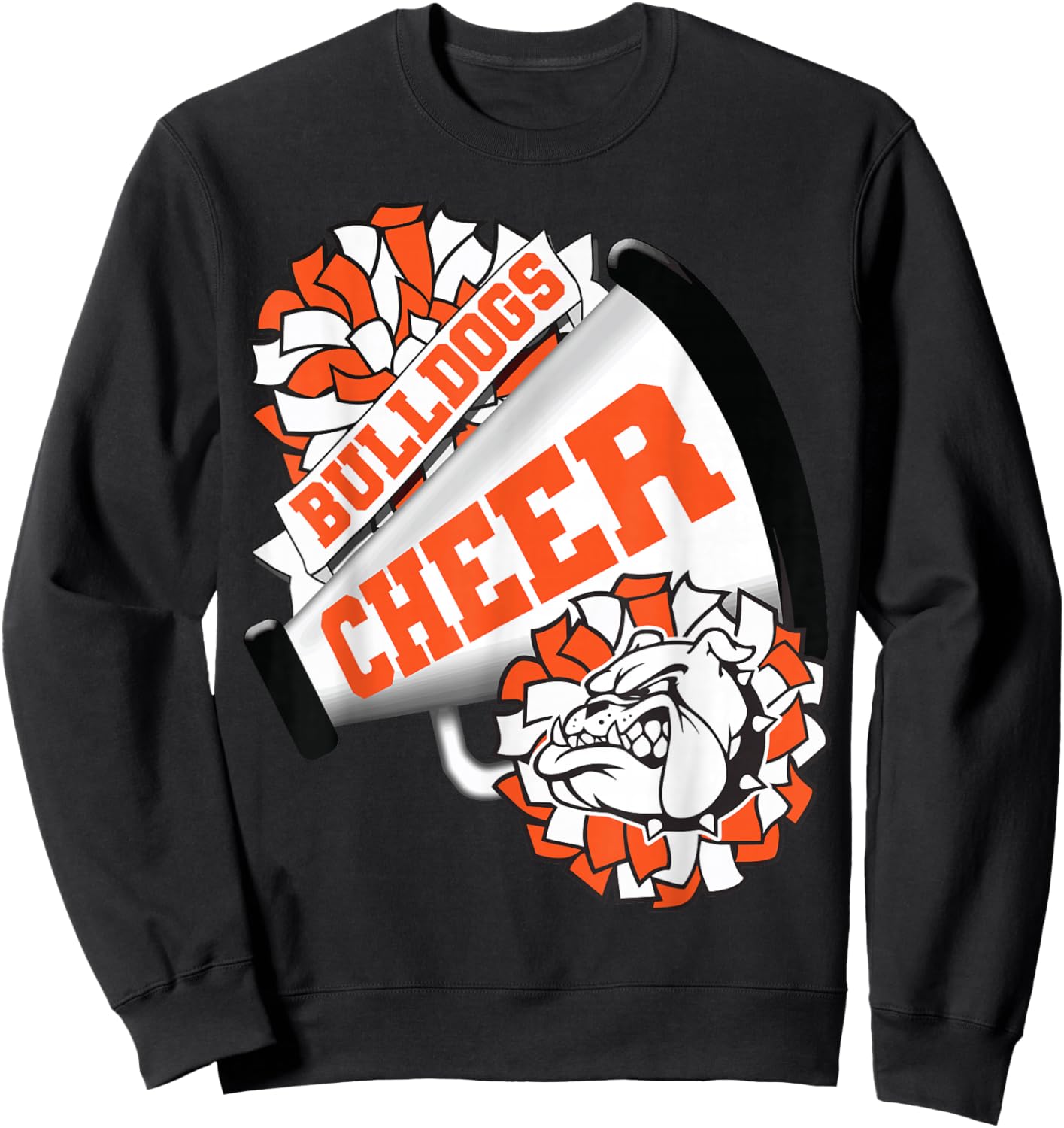 Bulldogs Cheerleading Back To School Cheer Team Orange Sweatshirt - Sweatshirt | Black