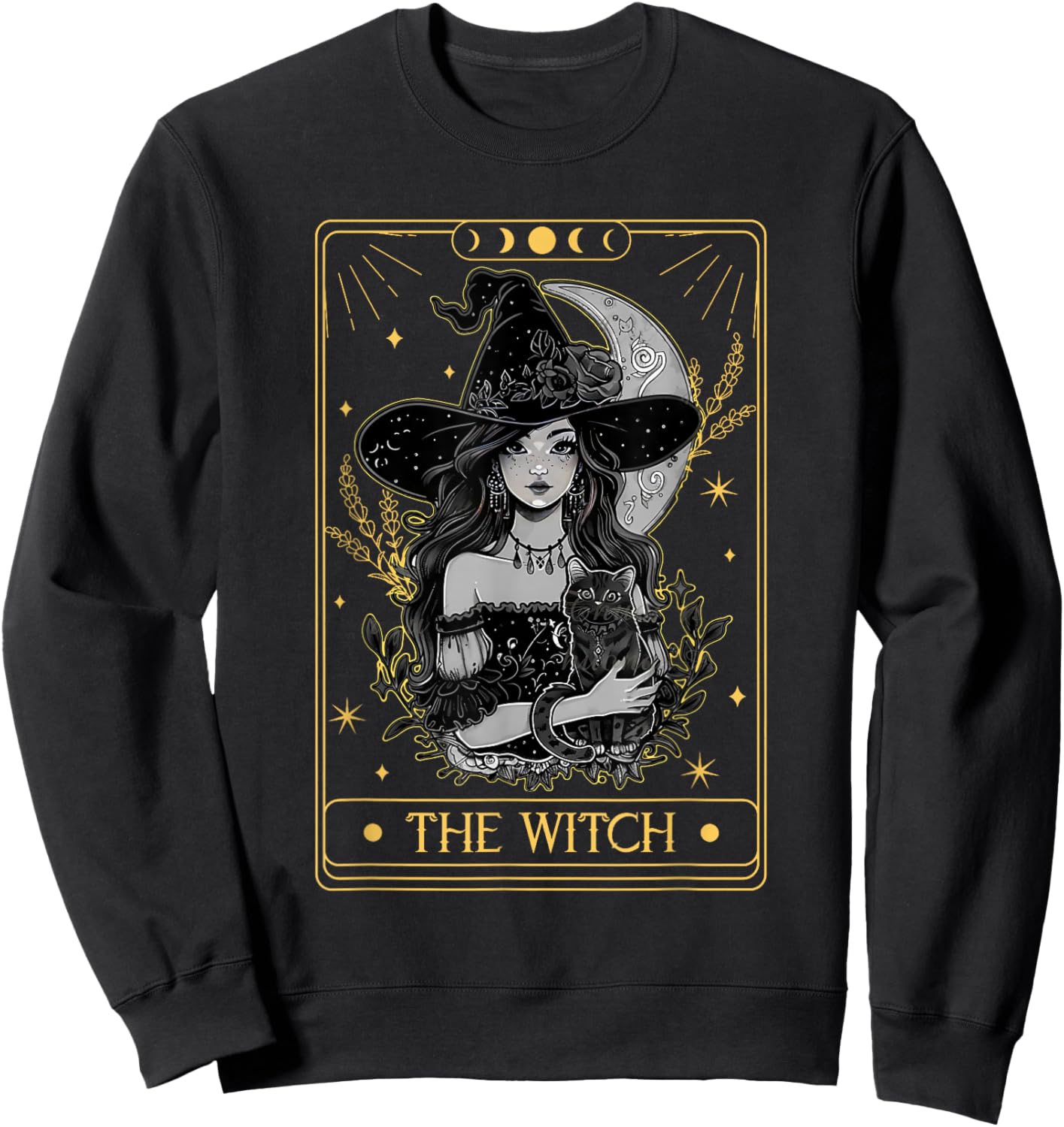 Tarot Card The Witch Witchy Funny Black Cat Spooky Halloween Women Kids Sweatshirt - Sweatshirt | Black