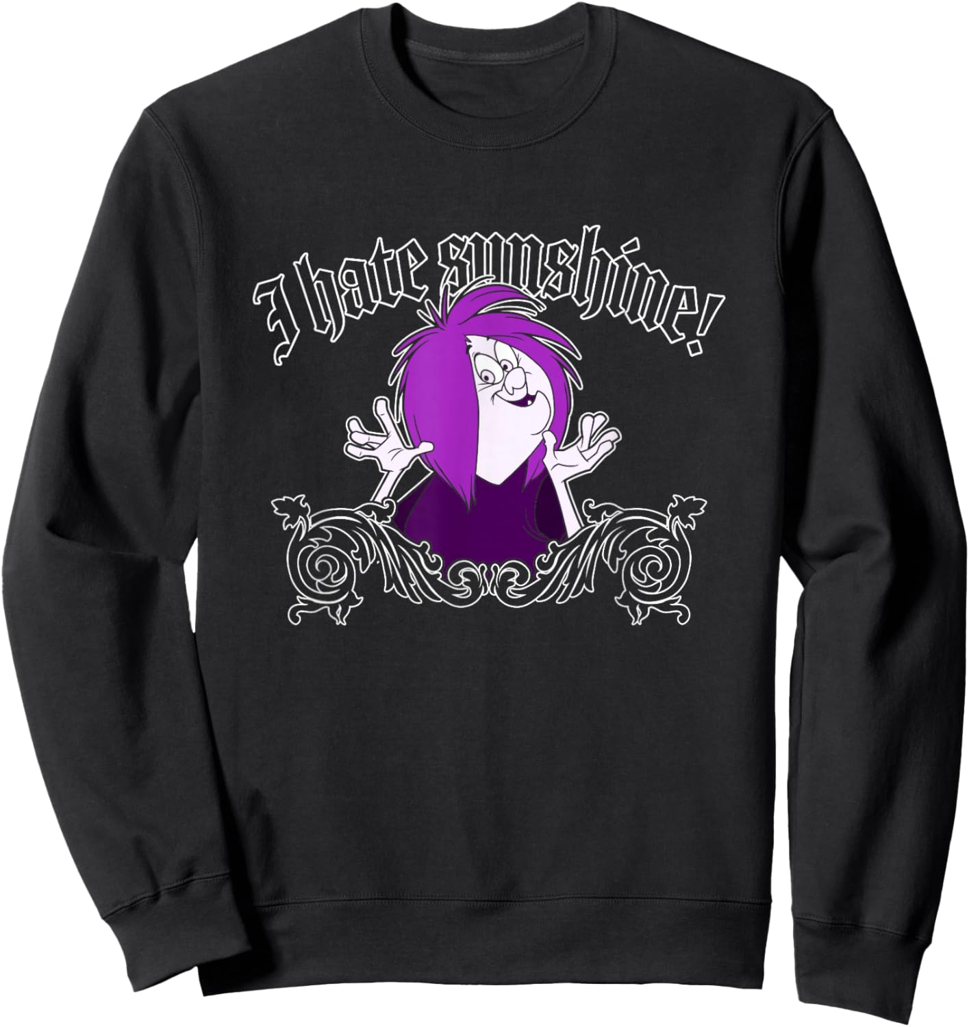 Disney The Sword in The Stone I Hate Sunshine Madam Mim Logo Sweatshirt - Sweatshirt | Black