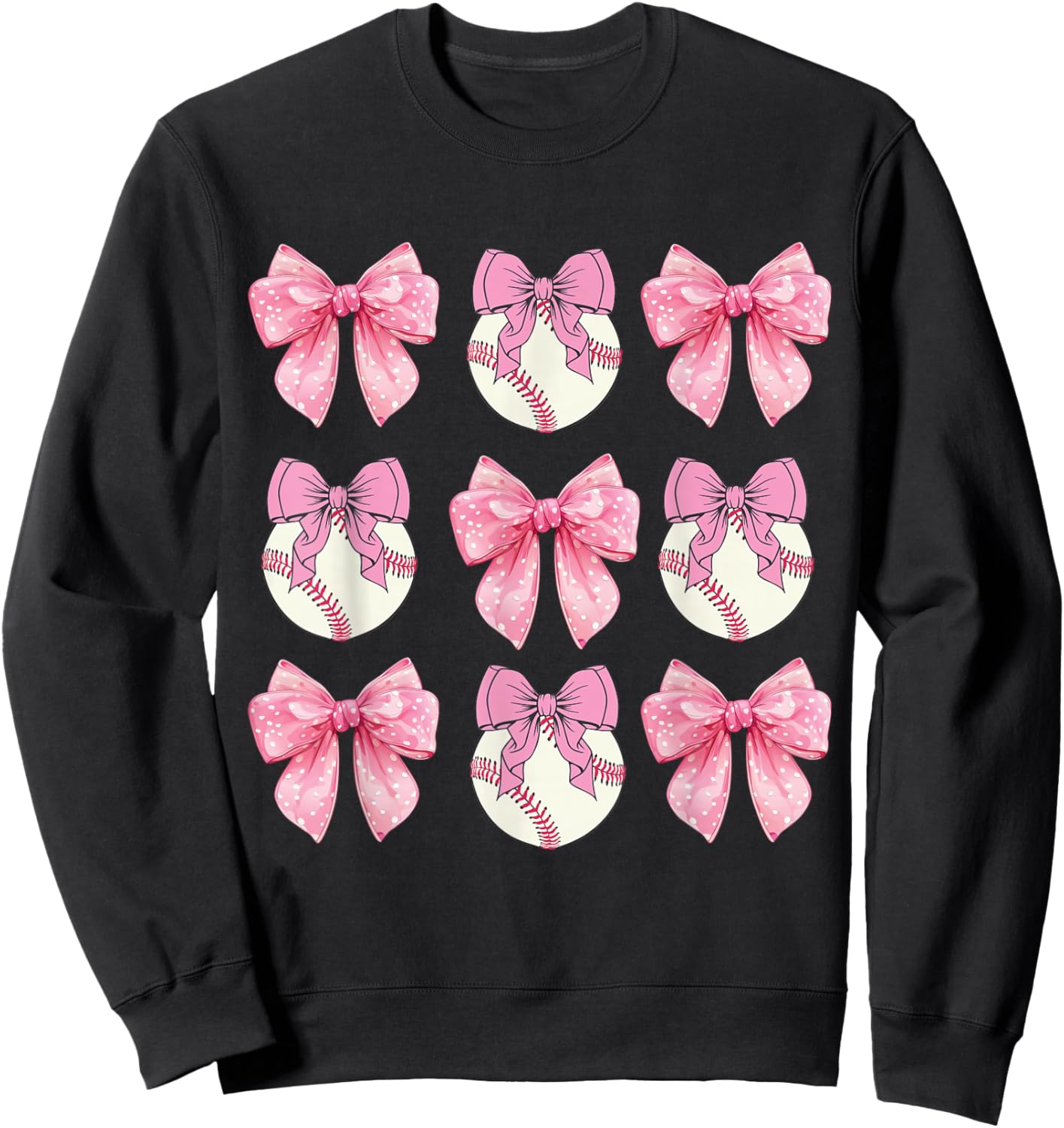 Baseball Coquette Bow Baseball Mom Mother's Day Mama Sweatshirt - Sweatshirt | Black