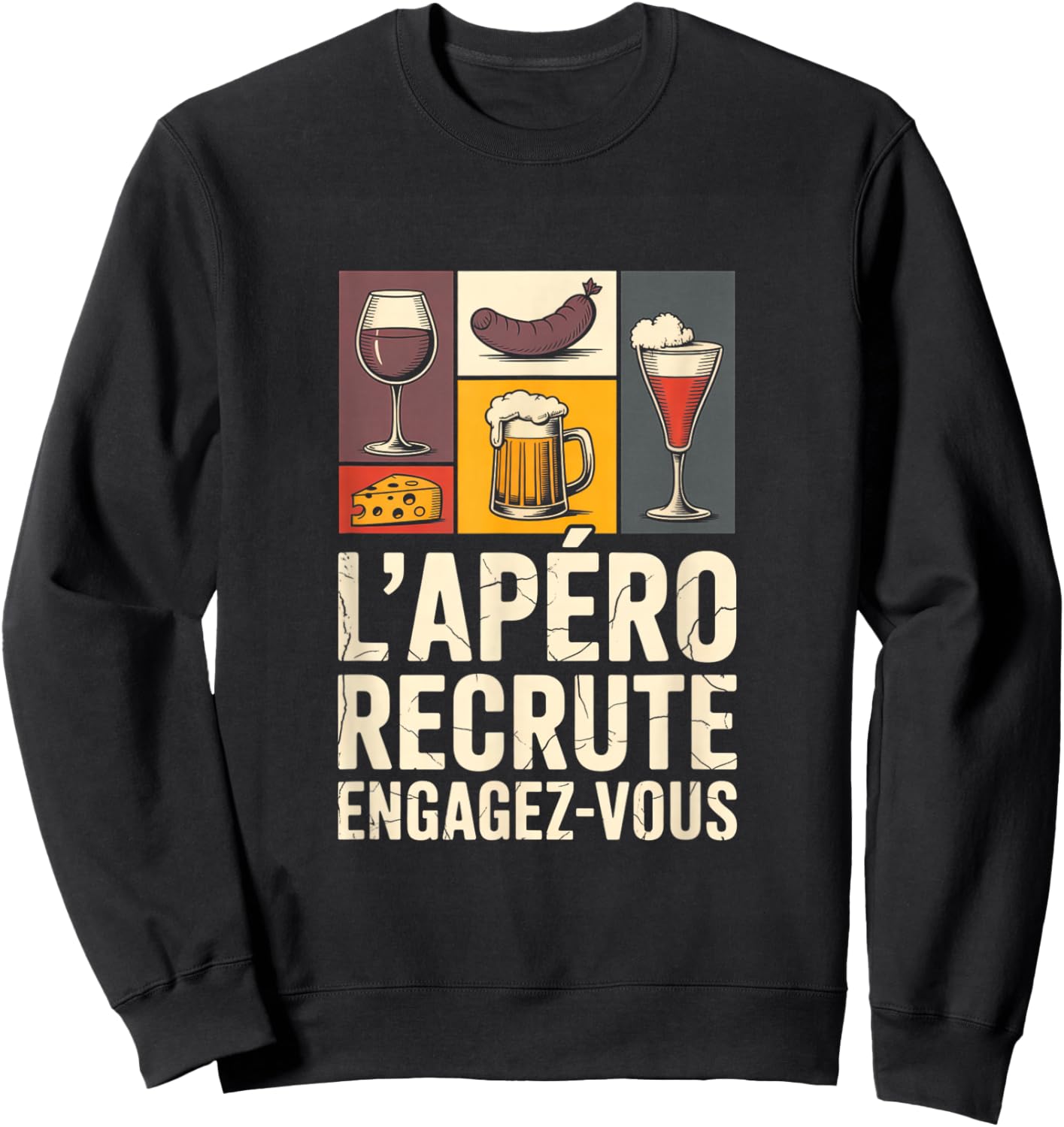 L APERO RECRUTE ENGAGEZ Vous Humour Aperitif Sweatshirt - Sweatshirt | Black