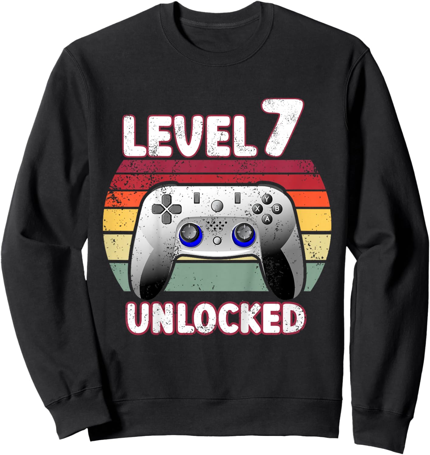 7th Birthday Boy Level 7 Unlocked 7 Year Old Birthday Gamer Sweatshirt - Sweatshirt | Black