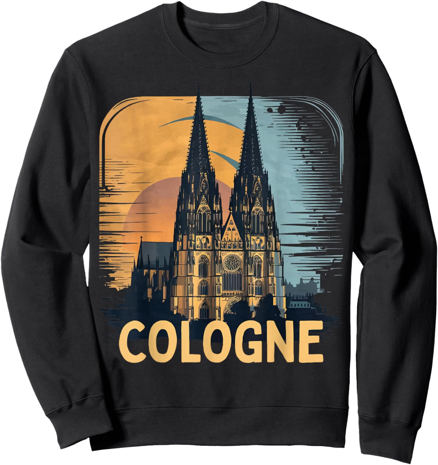 Cologne Cathedral Vintage Silhouette Köln German Skyline Sweatshirt - Sweatshirt | Black