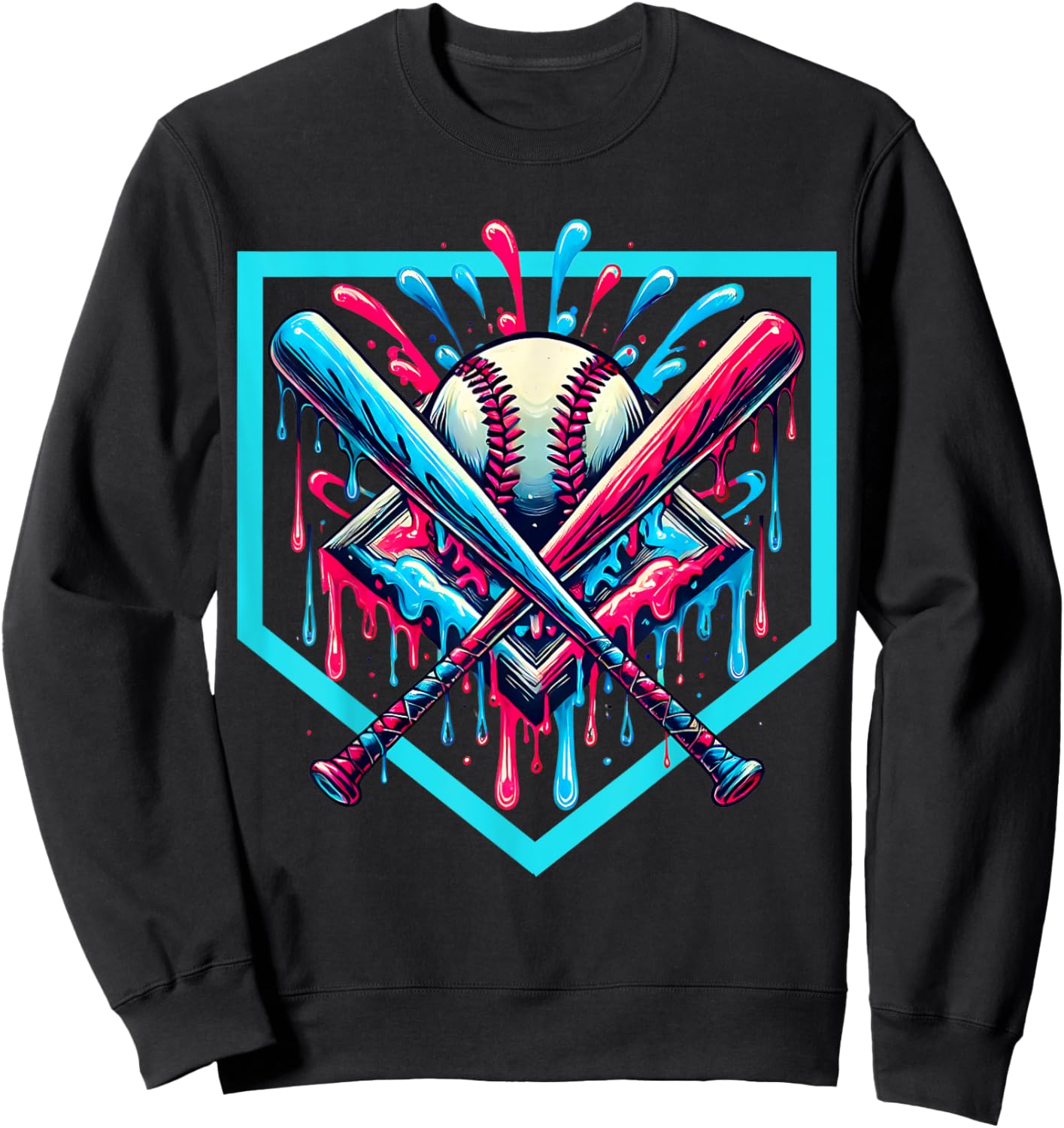 Cool Sport Softball & Baseball Home Plate Drip Sweatshirt - Sweatshirt | Black