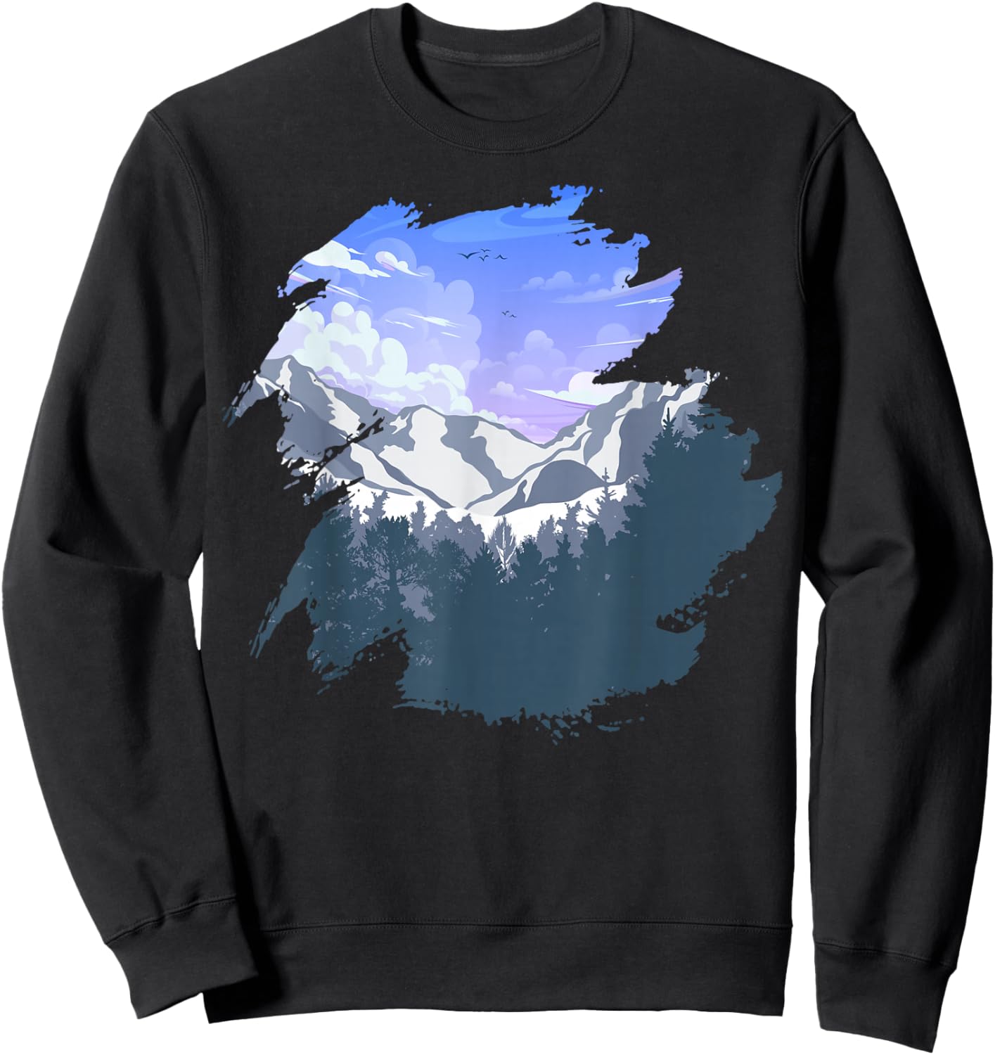 Timeless Mountain, Nature Trees and Forest Sweatshirt - Sweatshirt | Black