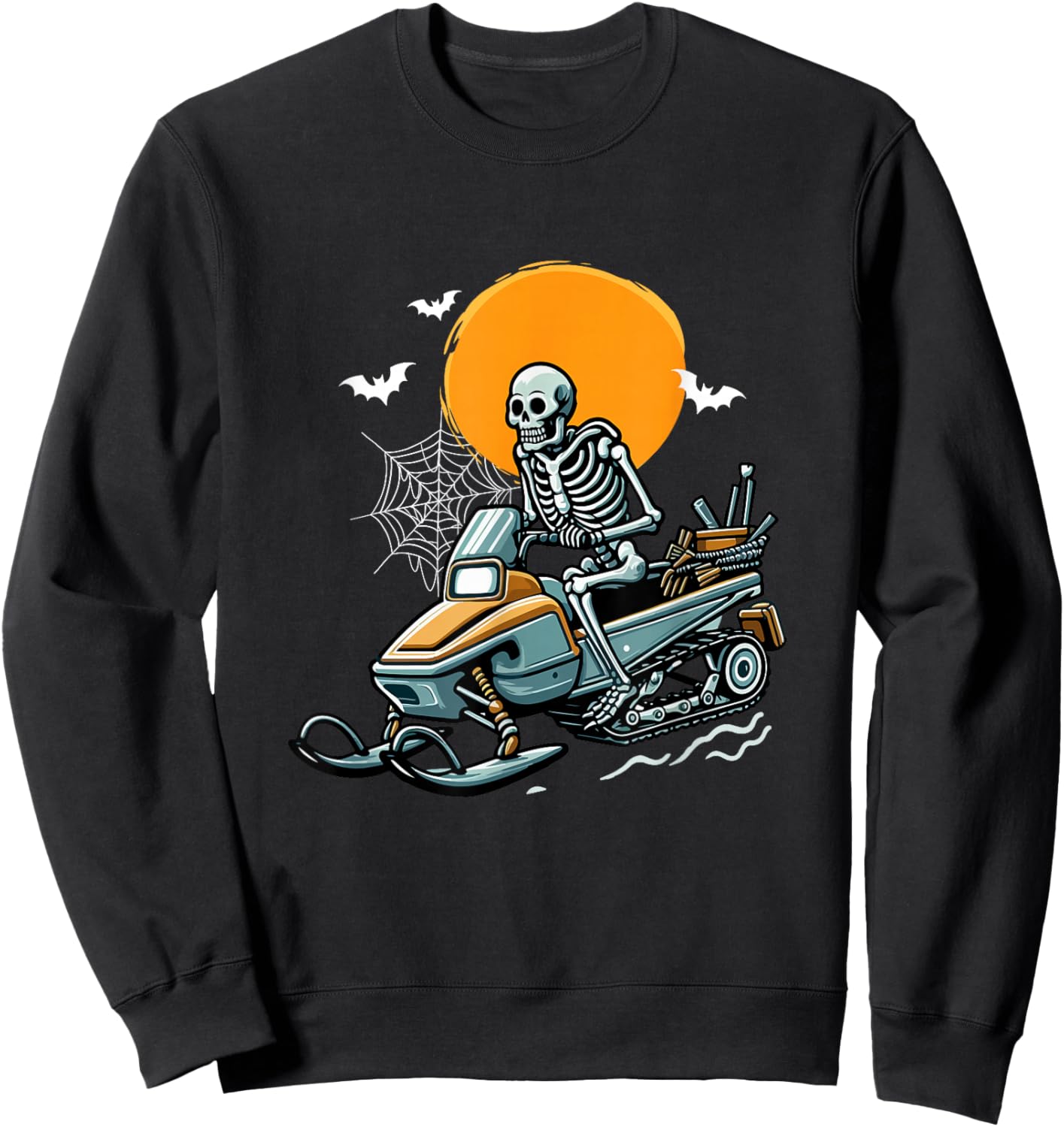 Skeleton Snowmobile Halloween Costume Sports Lover Family Sweatshirt - Sweatshirt | Black
