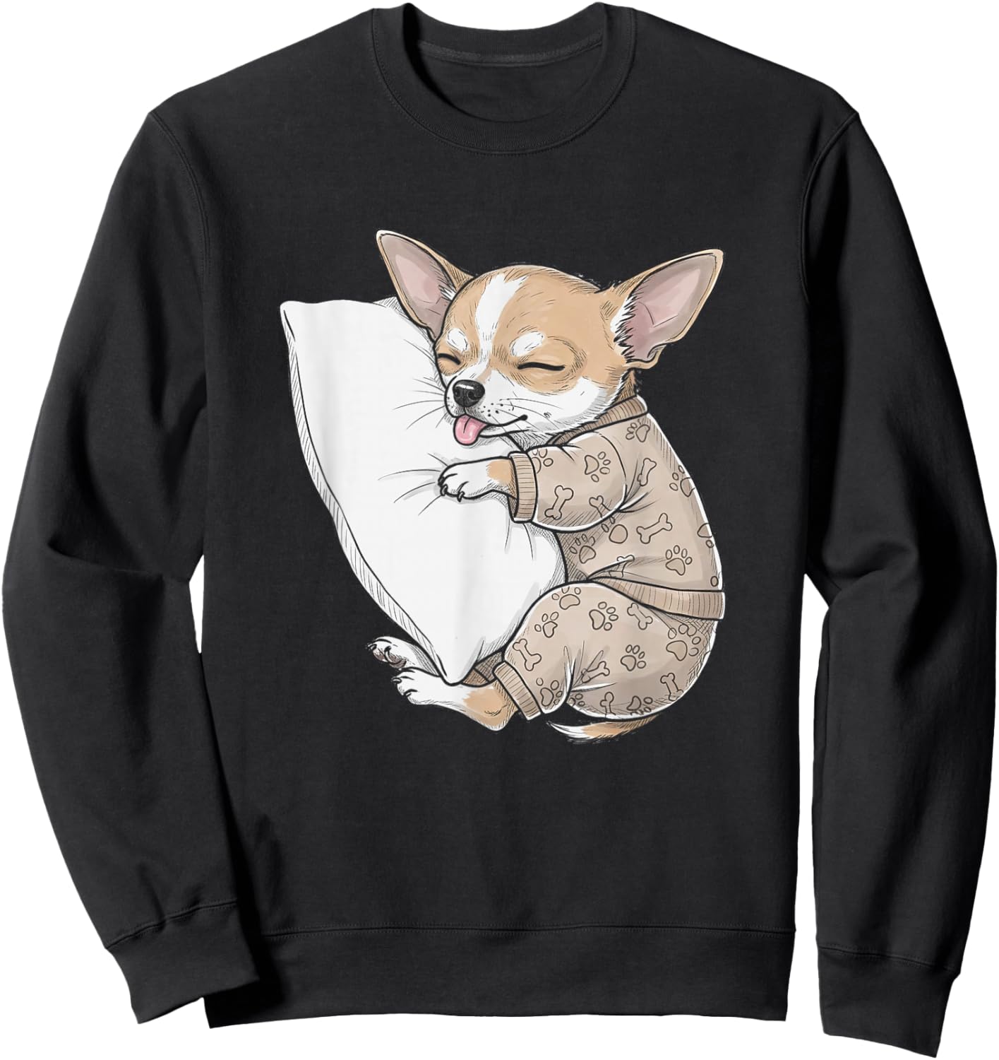 Funny Sleepy Chihuahua Pajama Men Women Kids Sweatshirt - Sweatshirt | Black