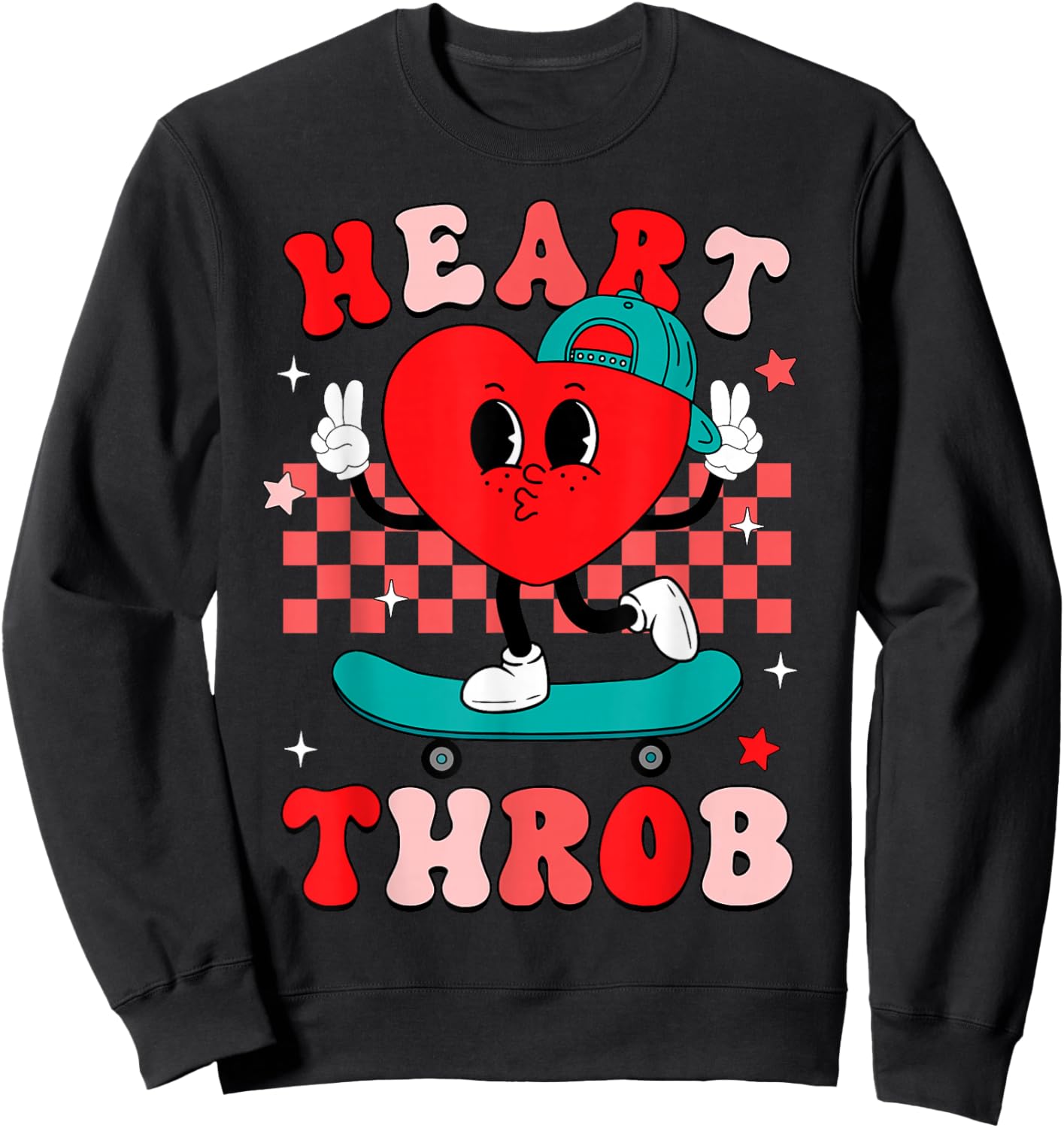 Heart Throb Groovy Valentine Skateboard Toddler Boy Kid Sweatshirt - Sweatshirt | Black