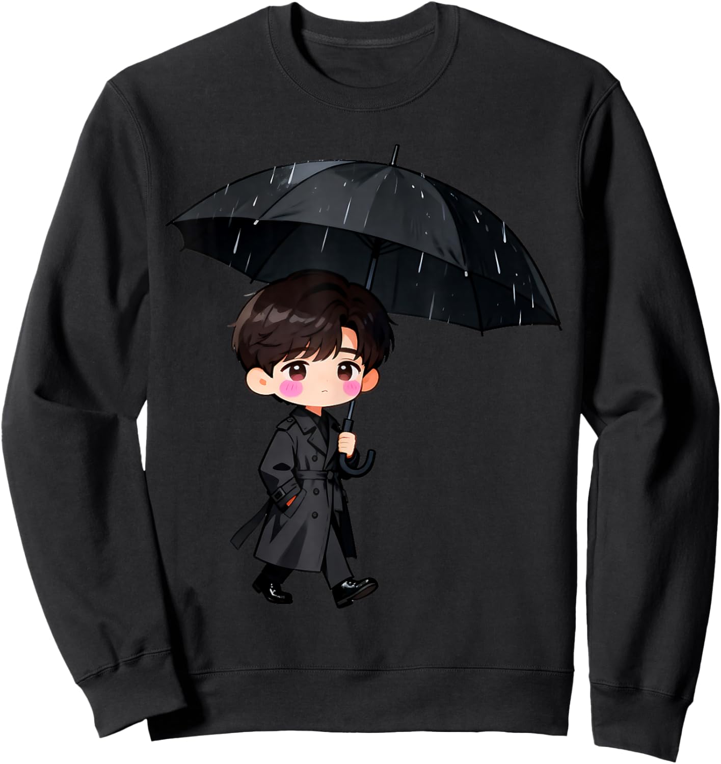 Cute Korean Drama Character Umbrella Scene Kdrama Fans Sweatshirt - Sweatshirt | Black