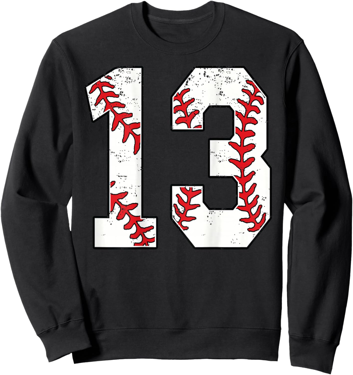 Number #13 Baseball Jersey Number 13 Print On Back Sweatshirt - Sweatshirt | Black