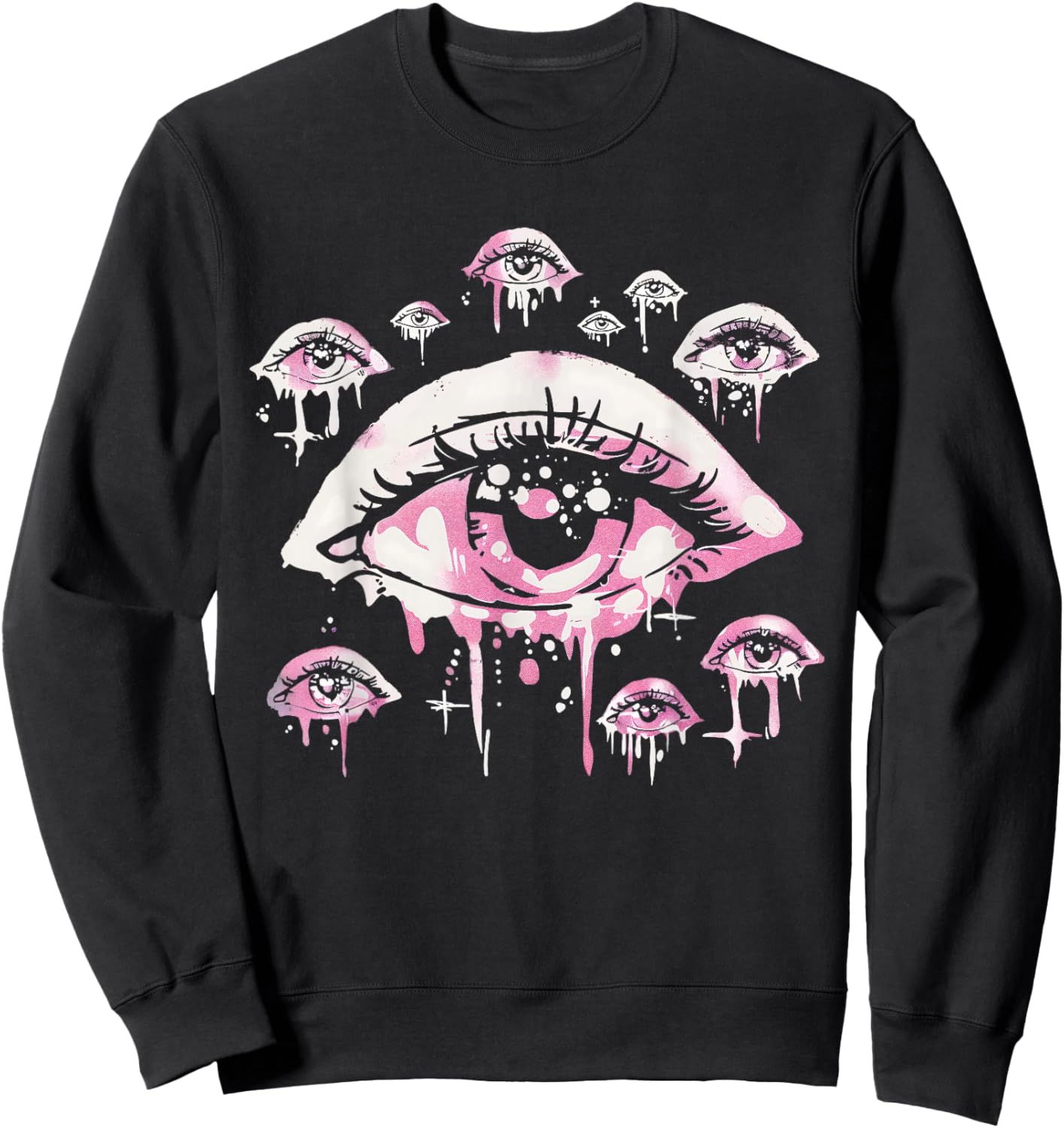 Eyes Pastel Goth Pink Weird Grunge Alt Odd Strange Aesthetic Sweatshirt - Sweatshirt | Black