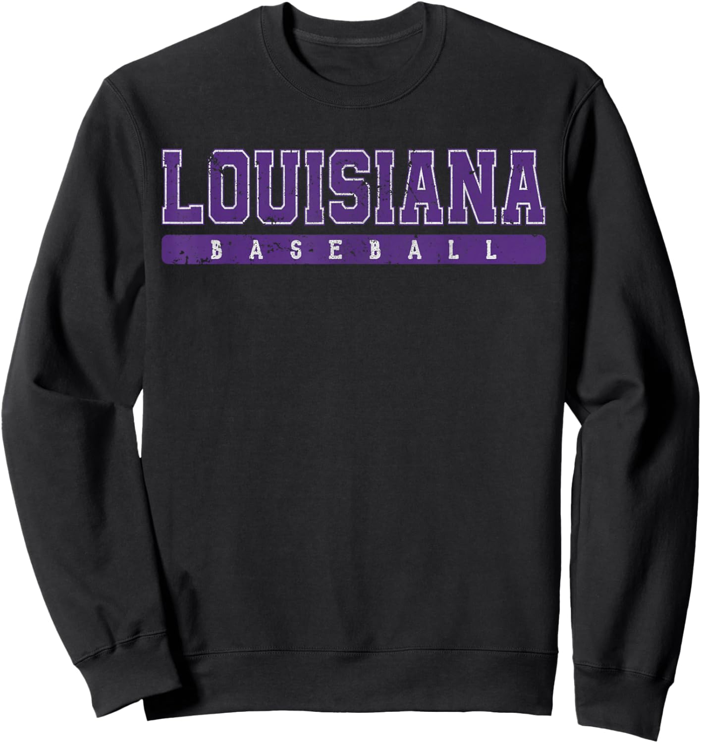 Louisiana Baseball Purple Vintage Text Sweatshirt - Sweatshirt | Black