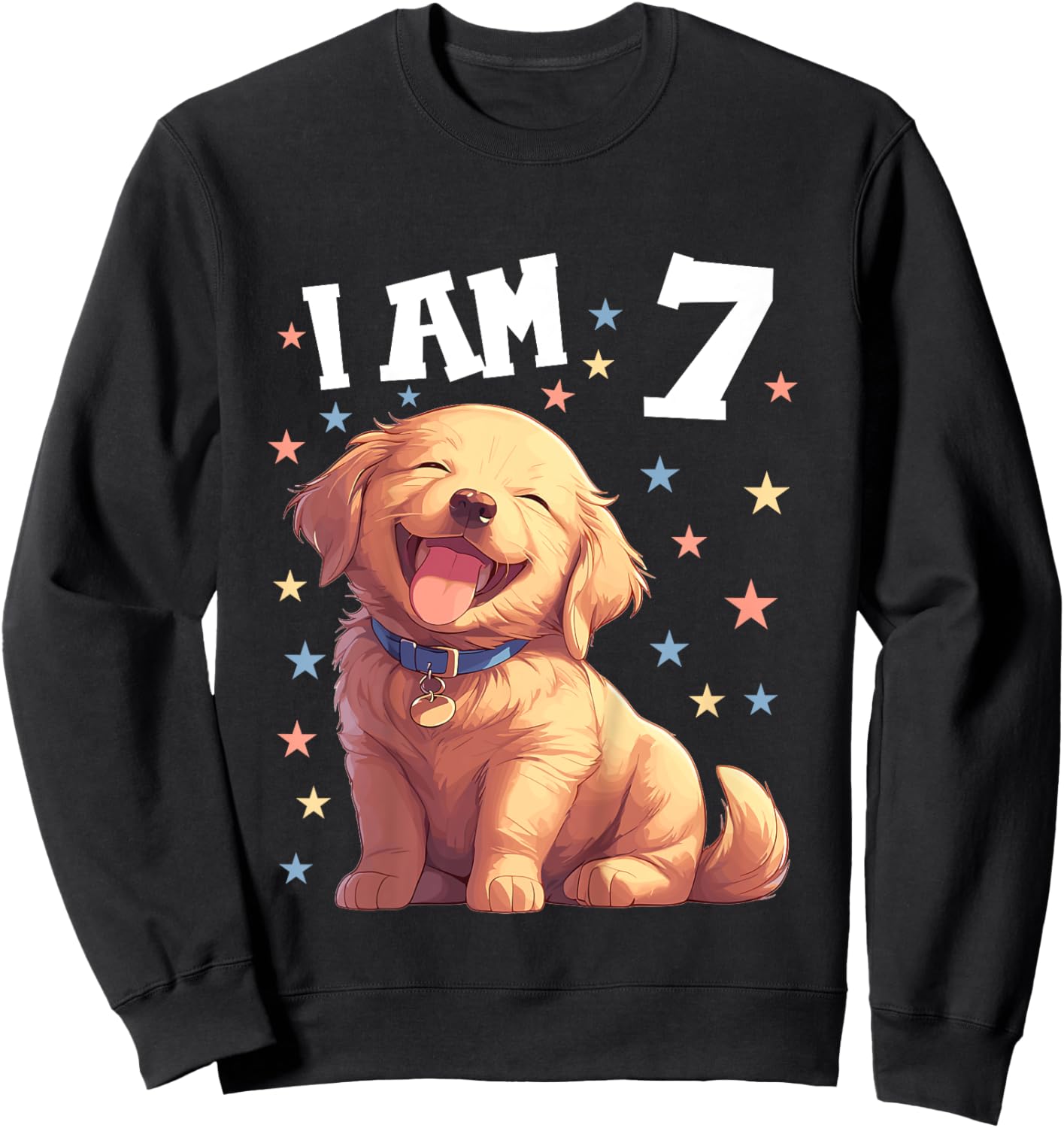 Kids 7 Years old 7th birthday Golden Retrievers Golden Retriever Sweatshirt - Sweatshirt | Black
