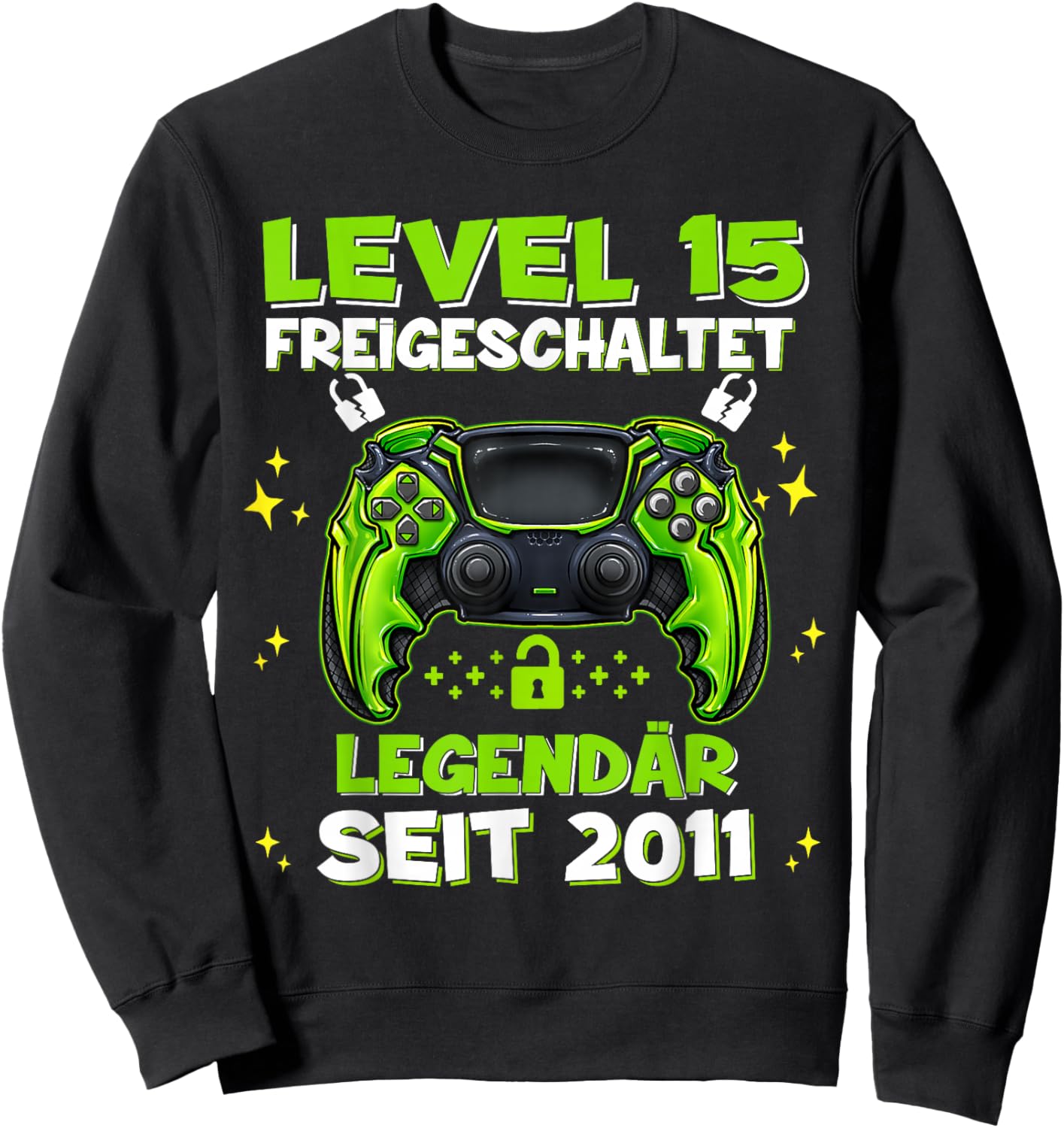 Level 15 Years Birthday Shirt Boy Gamer 2011 Birthday Sweatshirt - Sweatshirt | Black