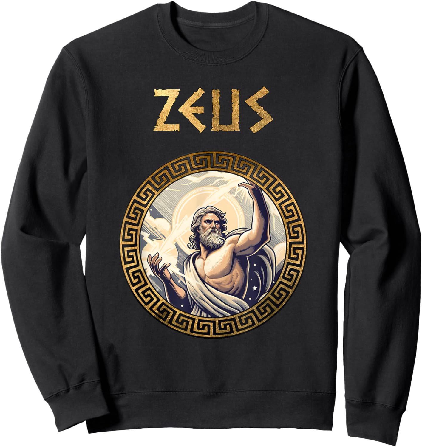 Agema Apparel Zeus Greek God Ancient Greece Mythology , Small, Black Sweatshirt - Sweatshirt | Black