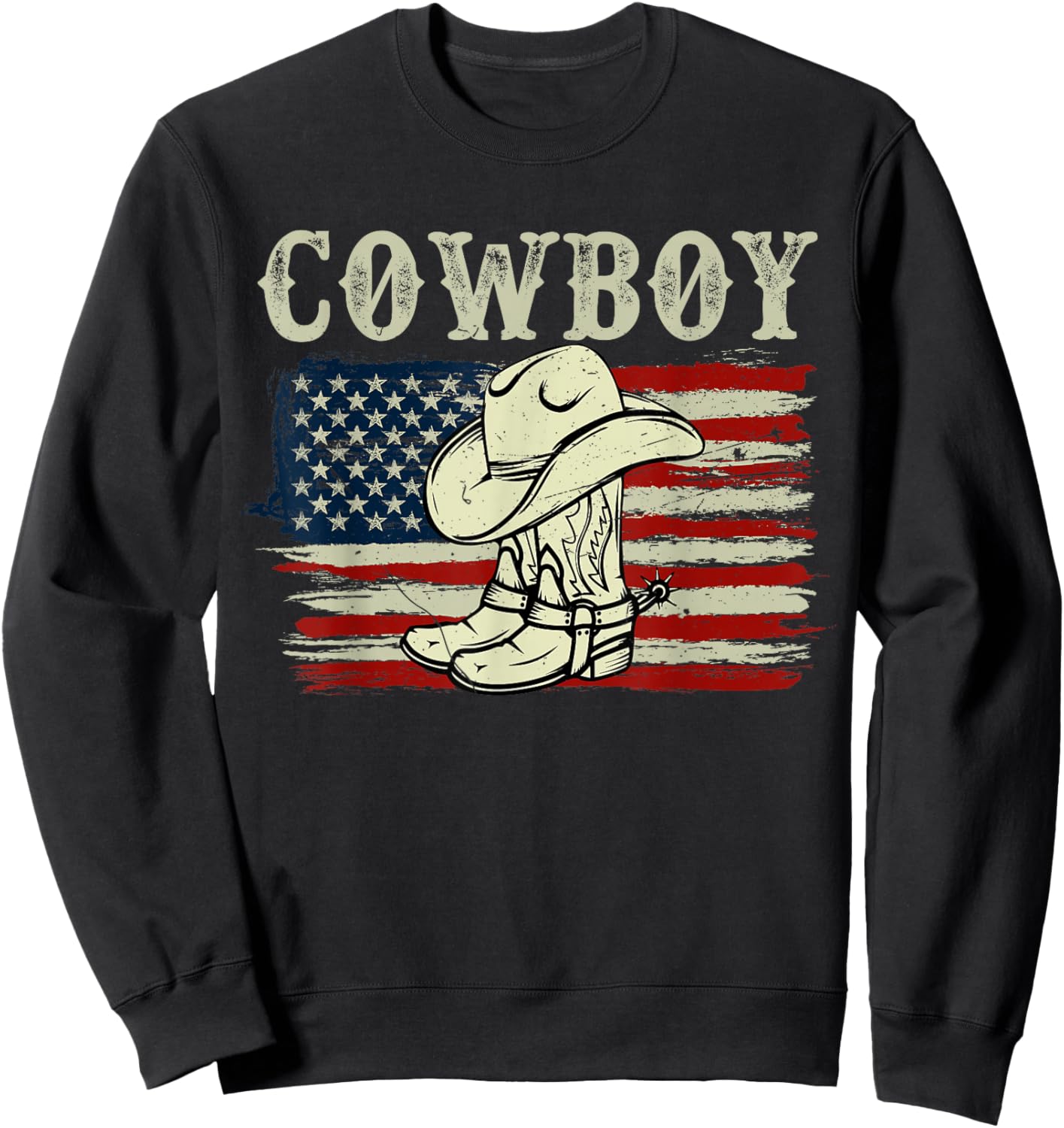 Men Teen Boy Kid Western Country Rodeo Southern Retro Cowboy Sweatshirt - Sweatshirt | Black