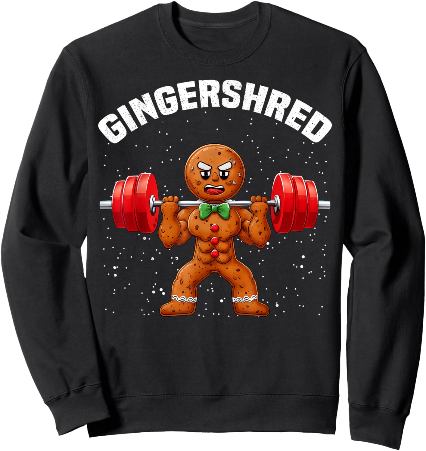 Gingershred Funny Gingerbread Man Gym Bodybuilding Christmas Sweatshirt - Sweatshirt | Black