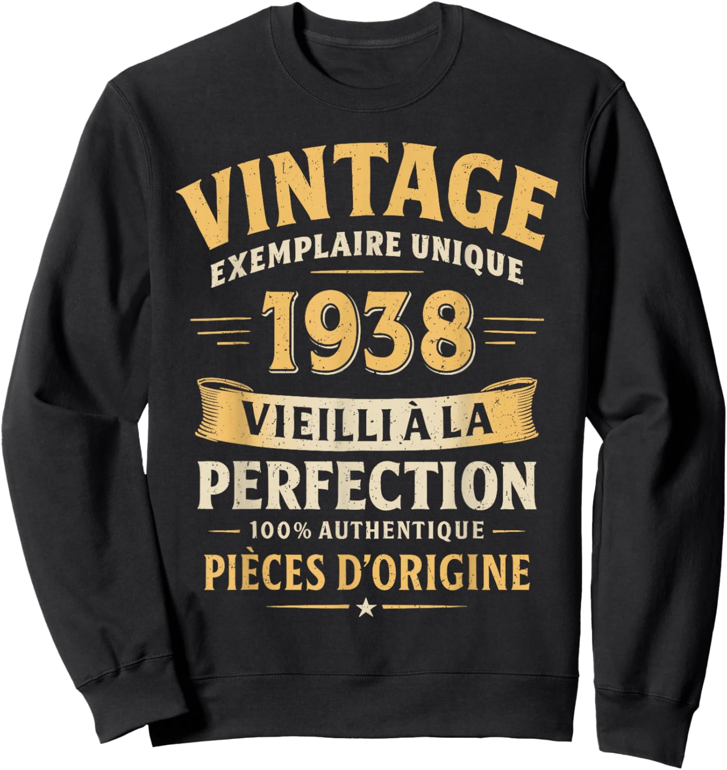 Cadeau Anniversaire 88 Ans Humour Vintage 1938 88 Ans Homme Sweatshirt - Sweatshirt | Black