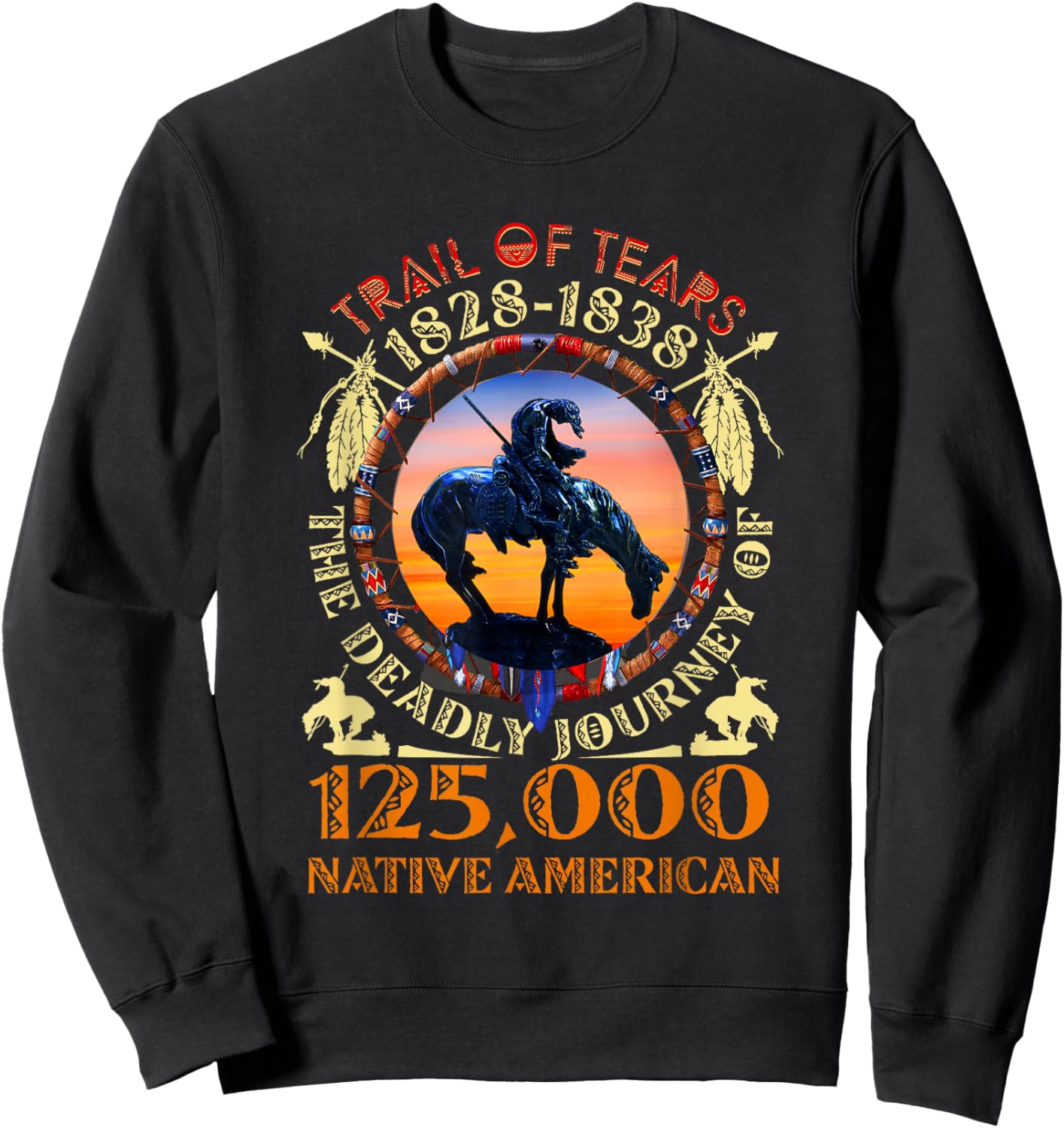 Native American Trail Of Tears 125000 - Black, Small - Short Sleeve - Cultural Sweatshirt - Sweatshirt | Black