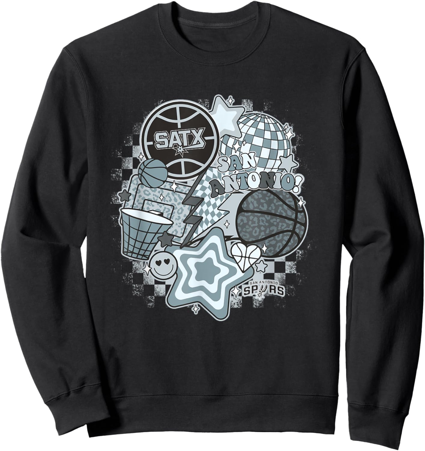 NBA San Antonio Spurs Psychedelic Basketball Collage Sweatshirt - Sweatshirt | Black