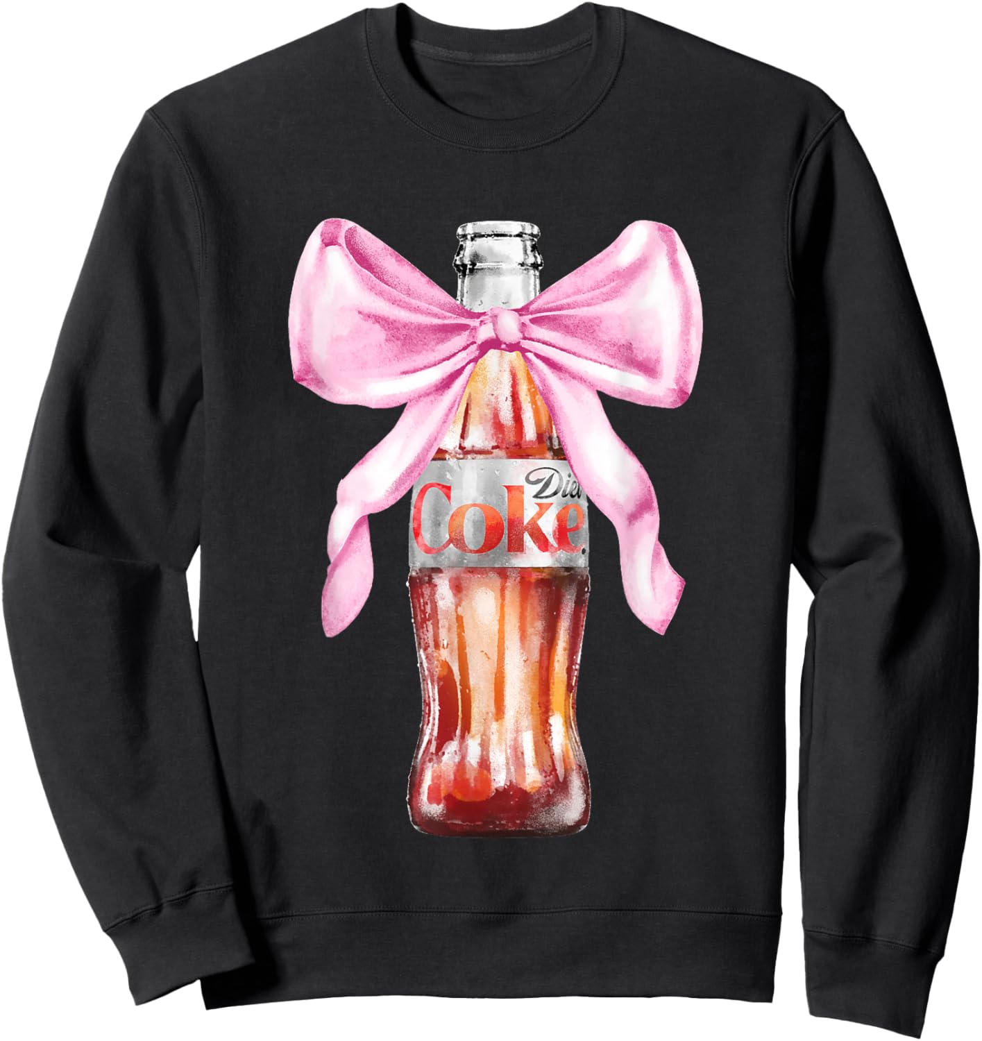 Coca-Cola Diet Coke With Cute Pink Ribbon Vintage Sweatshirt - Sweatshirt | Black