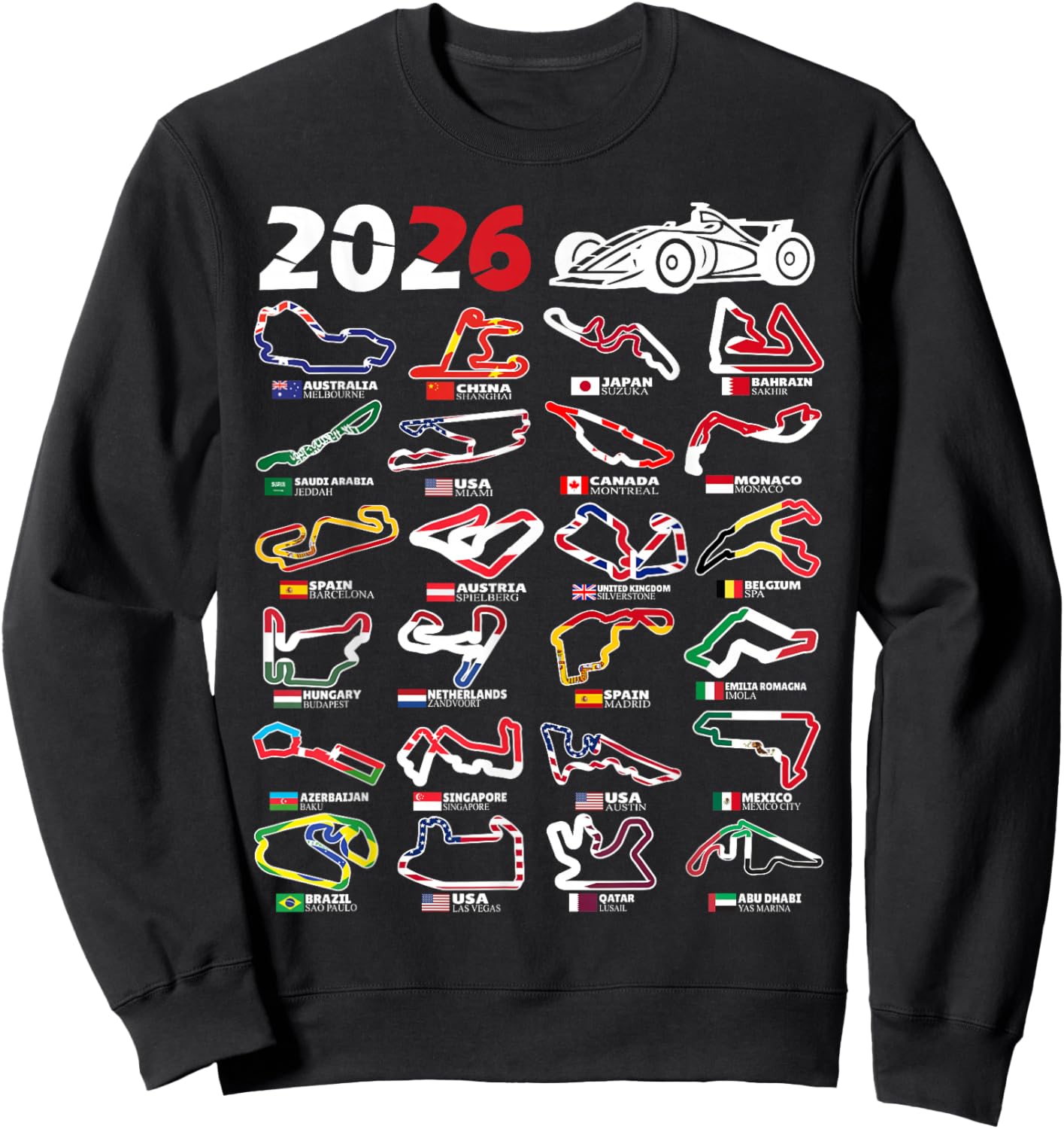 2026 Calendar Circuits Racing Fan Sweatshirt - Sweatshirt | Black