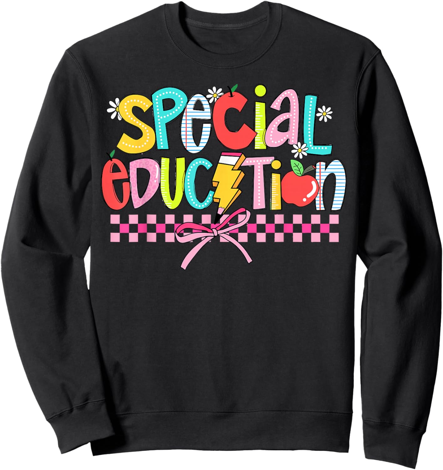 Women Special Education Teacher Coquette Bow SPED Autism Sweatshirt - Sweatshirt | Black