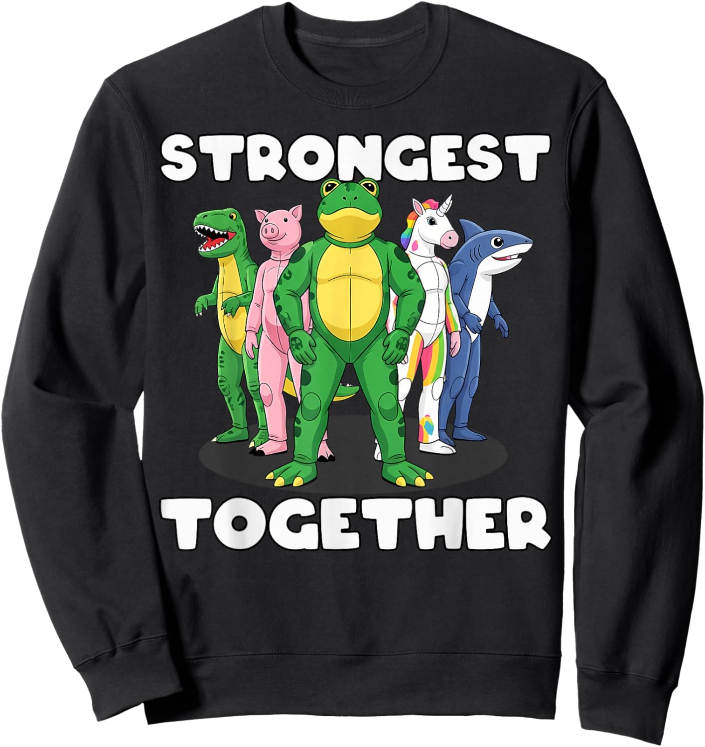 Strongest Together Portland Frog Costume Activist Group Frog Sweatshirt - Sweatshirt | Black