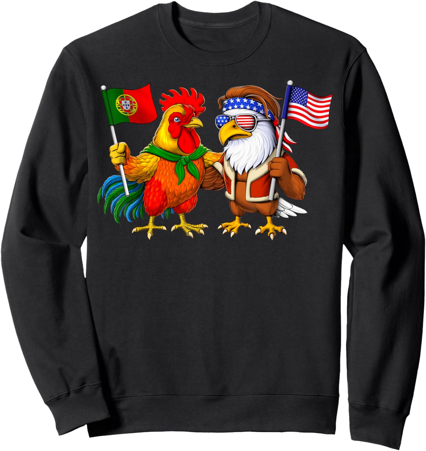 Portugal USA Flag Portuguese Heritage American Roots Sweatshirt - Sweatshirt | Black