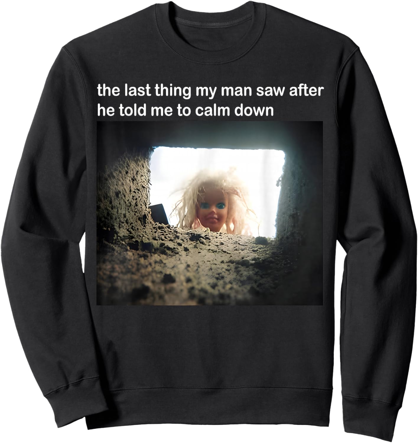 Visage de poupée Vieilli Meme Sweatshirt - Sweatshirt | Black