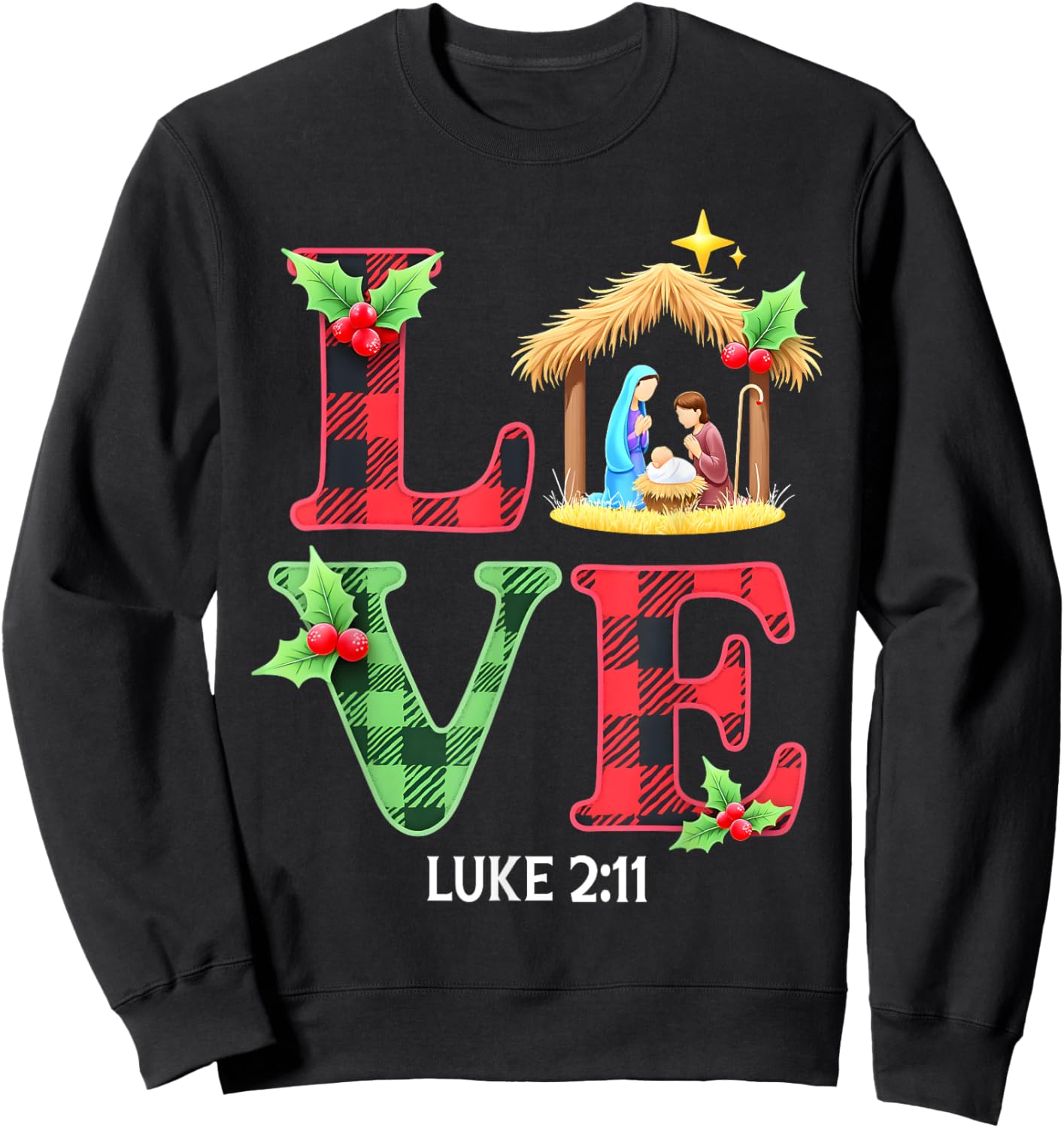 Love Nativity Christmas Jesus Xmas Christian Family Matching Sweatshirt - Sweatshirt | Black