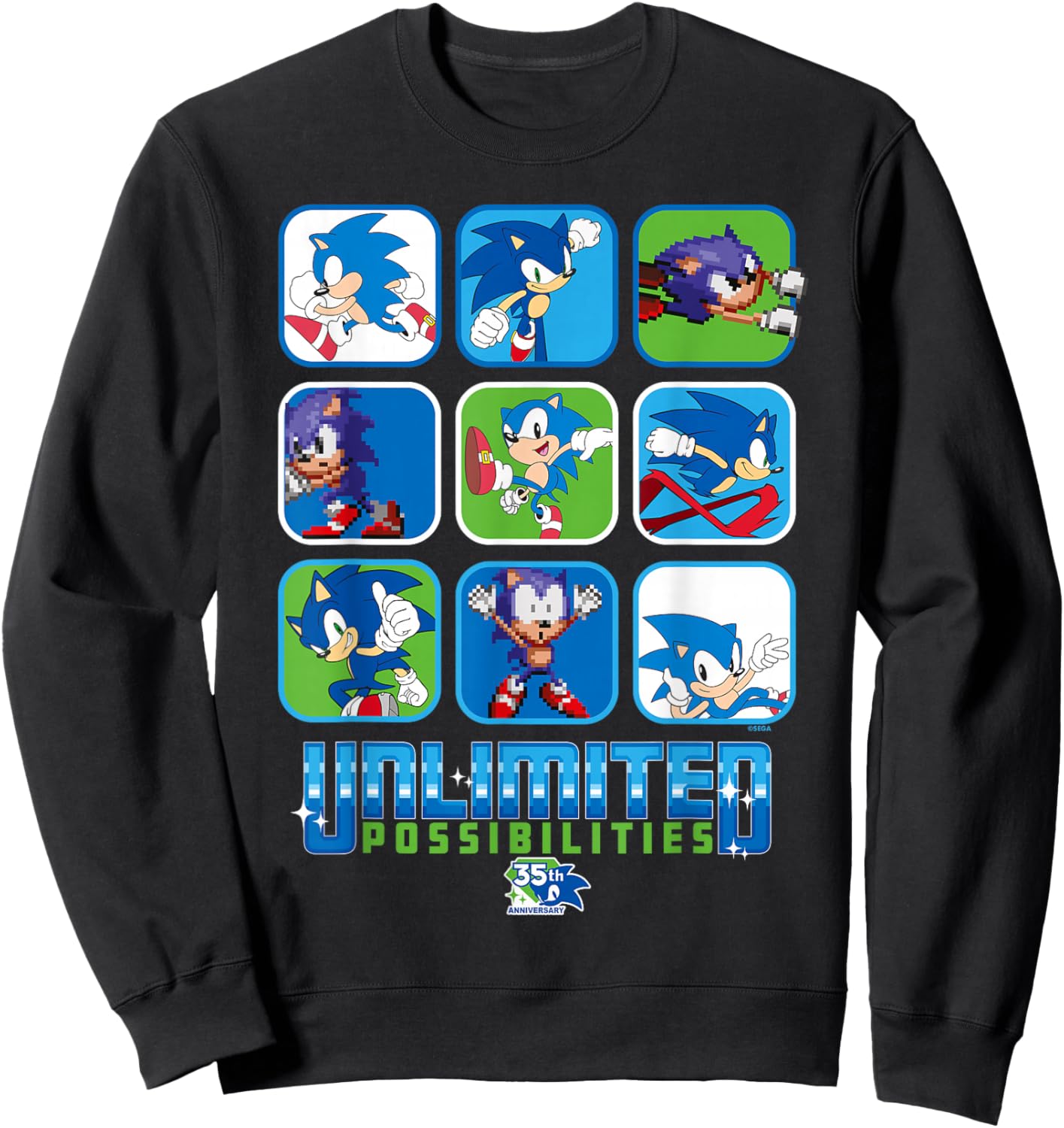 Sonic the Hedgehog - 35th Anniversary Grid Sweatshirt - Sweatshirt | Black