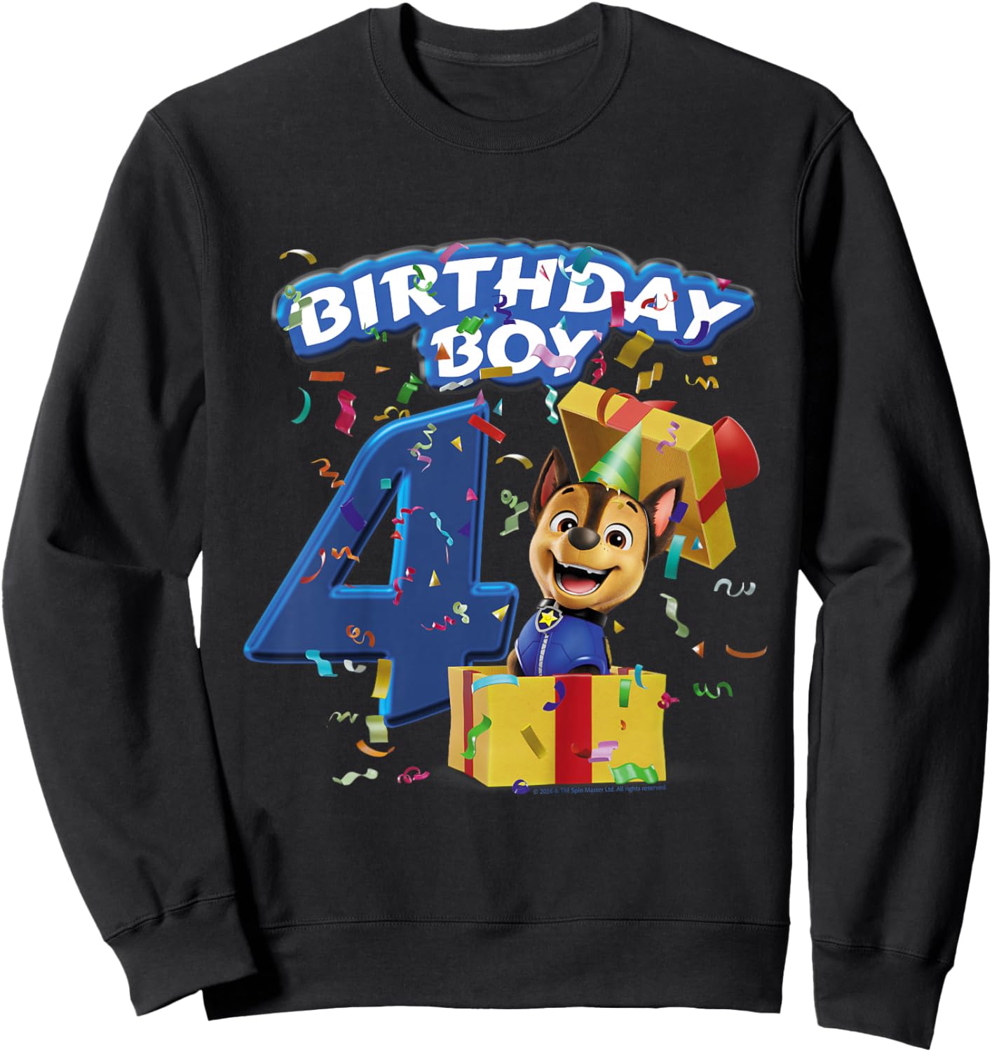 Kids Official Paw Patrol Chase Birthday Boy Age 4 Sweatshirt - Sweatshirt | Black