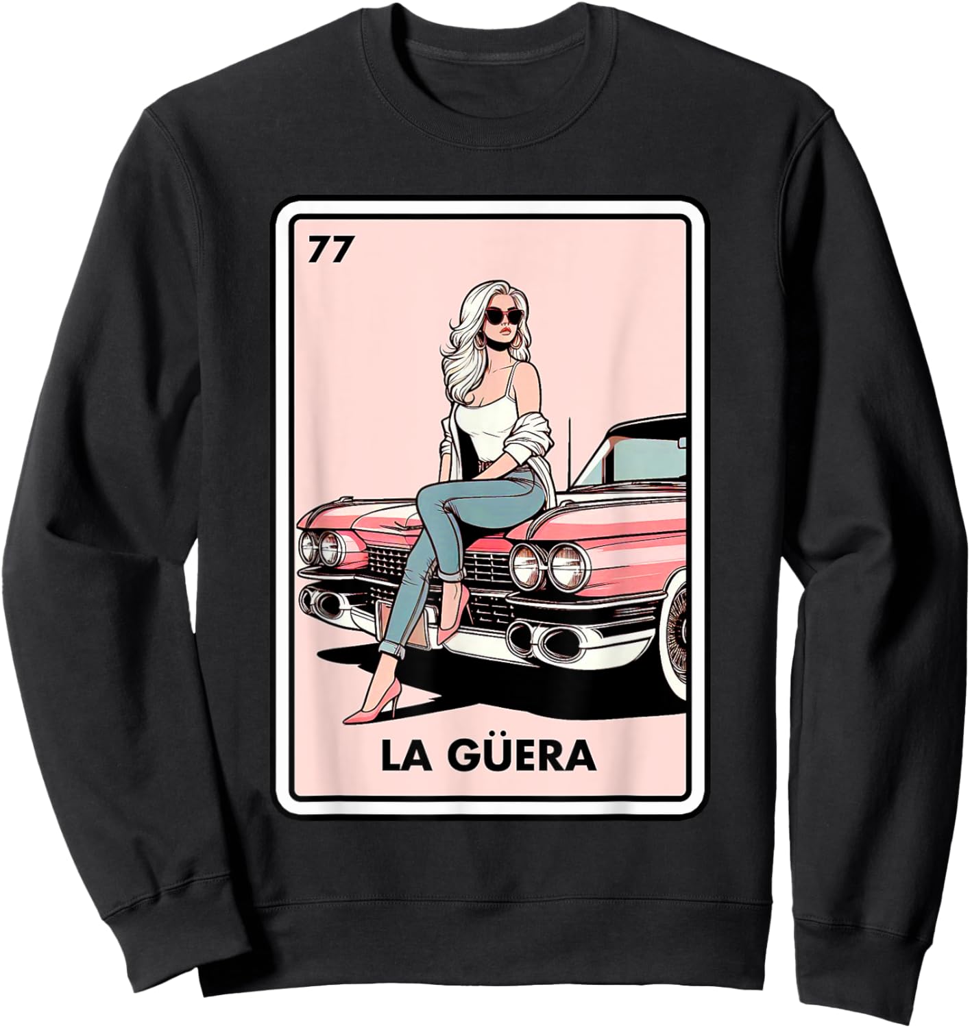 Mexican Chicana Chingona Girls La Guera Mexican Bingo Card Sweatshirt - Sweatshirt | Black