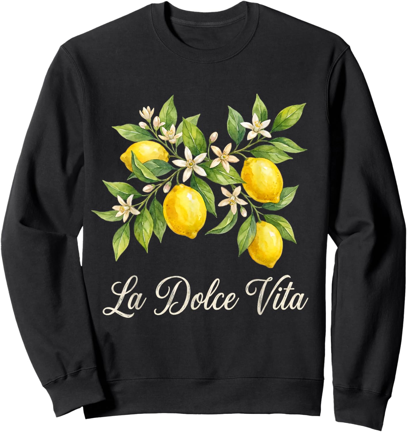 La Dolce Vita Lemon Italian Summer Limoncello Amalfi Coast Sweatshirt - Sweatshirt | Black